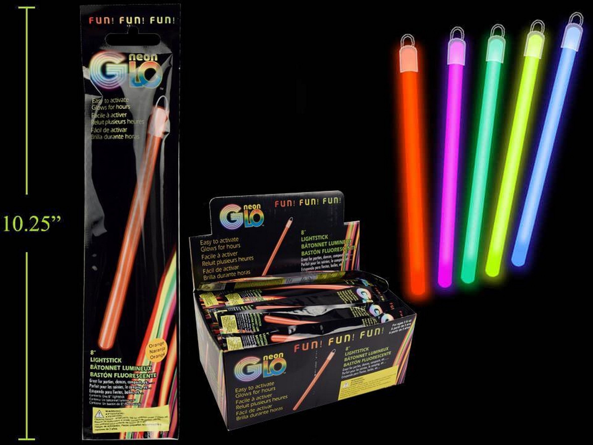 Neon Glo Glow Stick 8in VRT