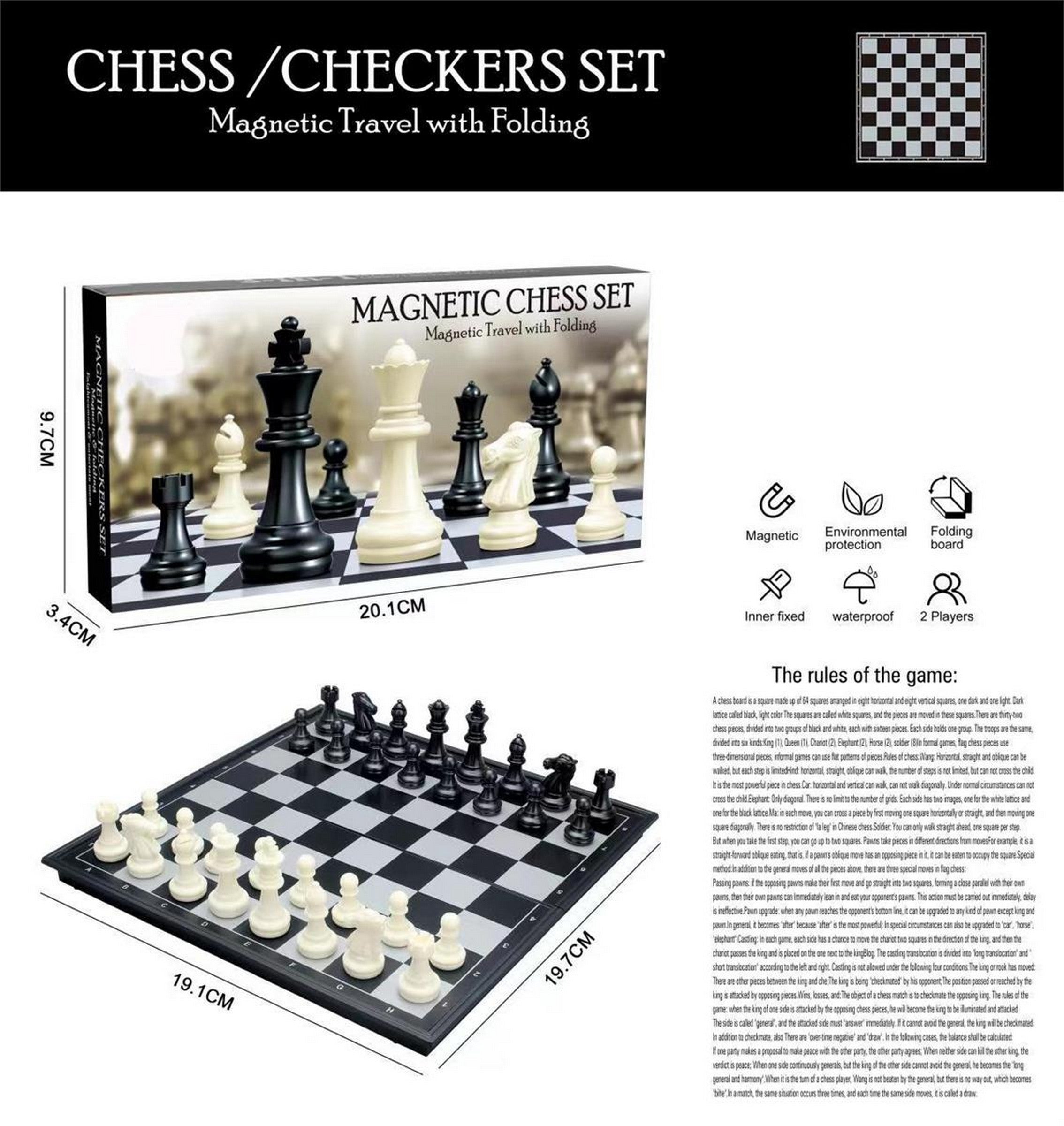 Chess Game with Magnetic Board 7.5x7.75in 3+