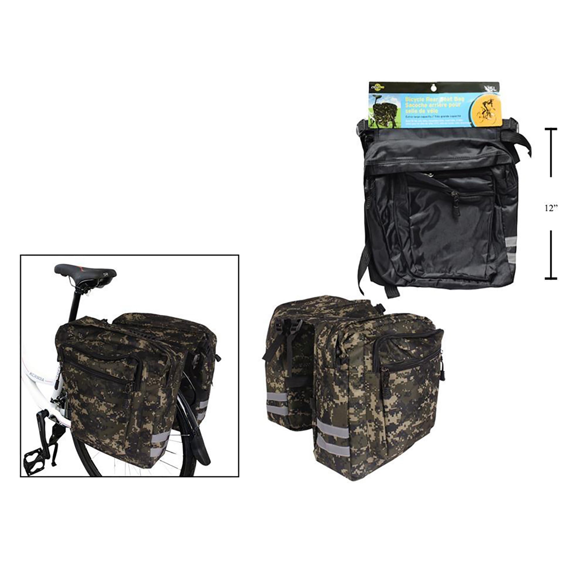 Cycle Pro Bicycle Rear Seat Bag - Water Resistant 14x14in each 15L VRT
