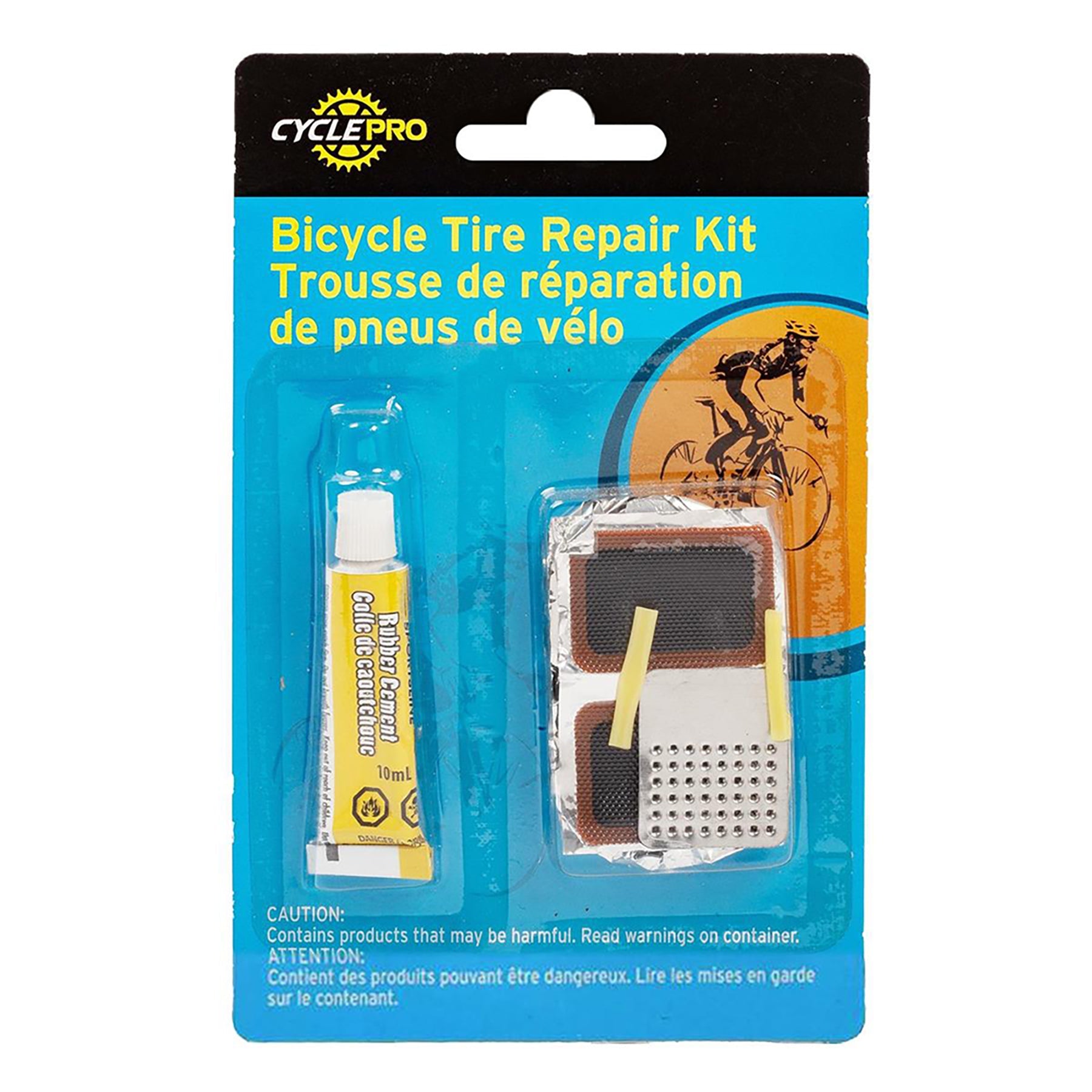 Cycle Pro Bike Tire Repair Kit - Patches and Rubber Cement
