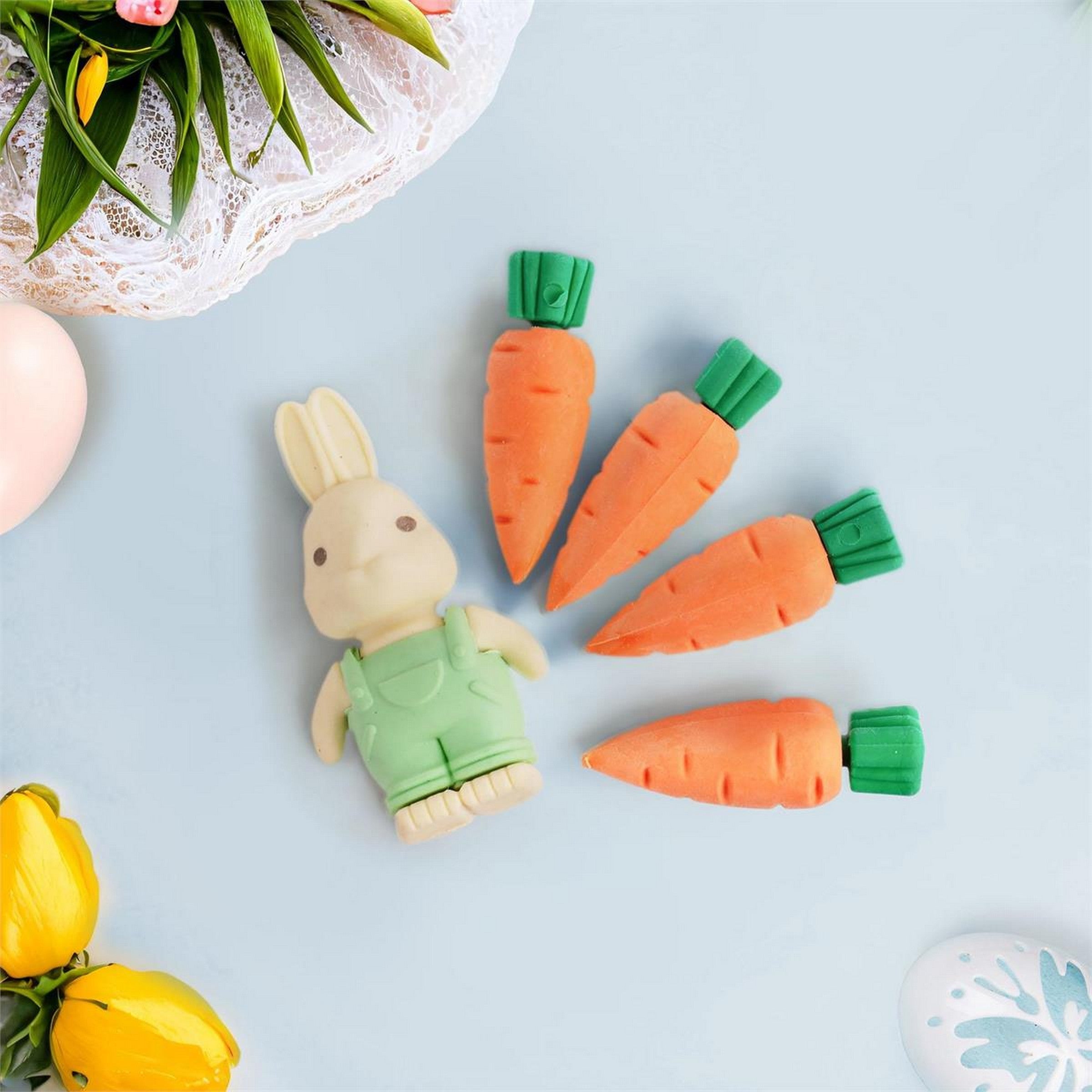 Easter 5 Rabbit and Carrot 3D Erasers