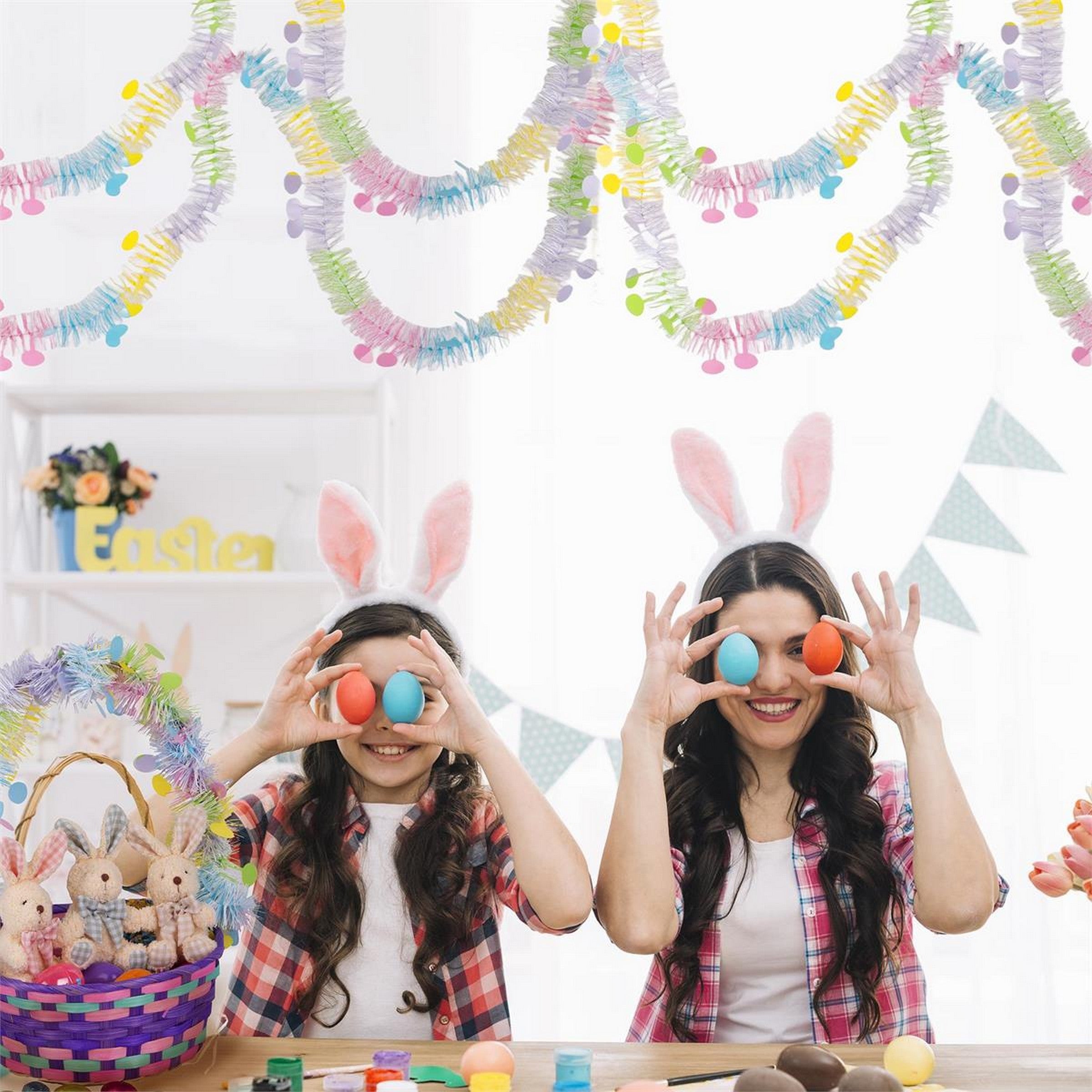 Easter Tinsel Garland with Egg Die-cut 6.5ft x 3 Ply