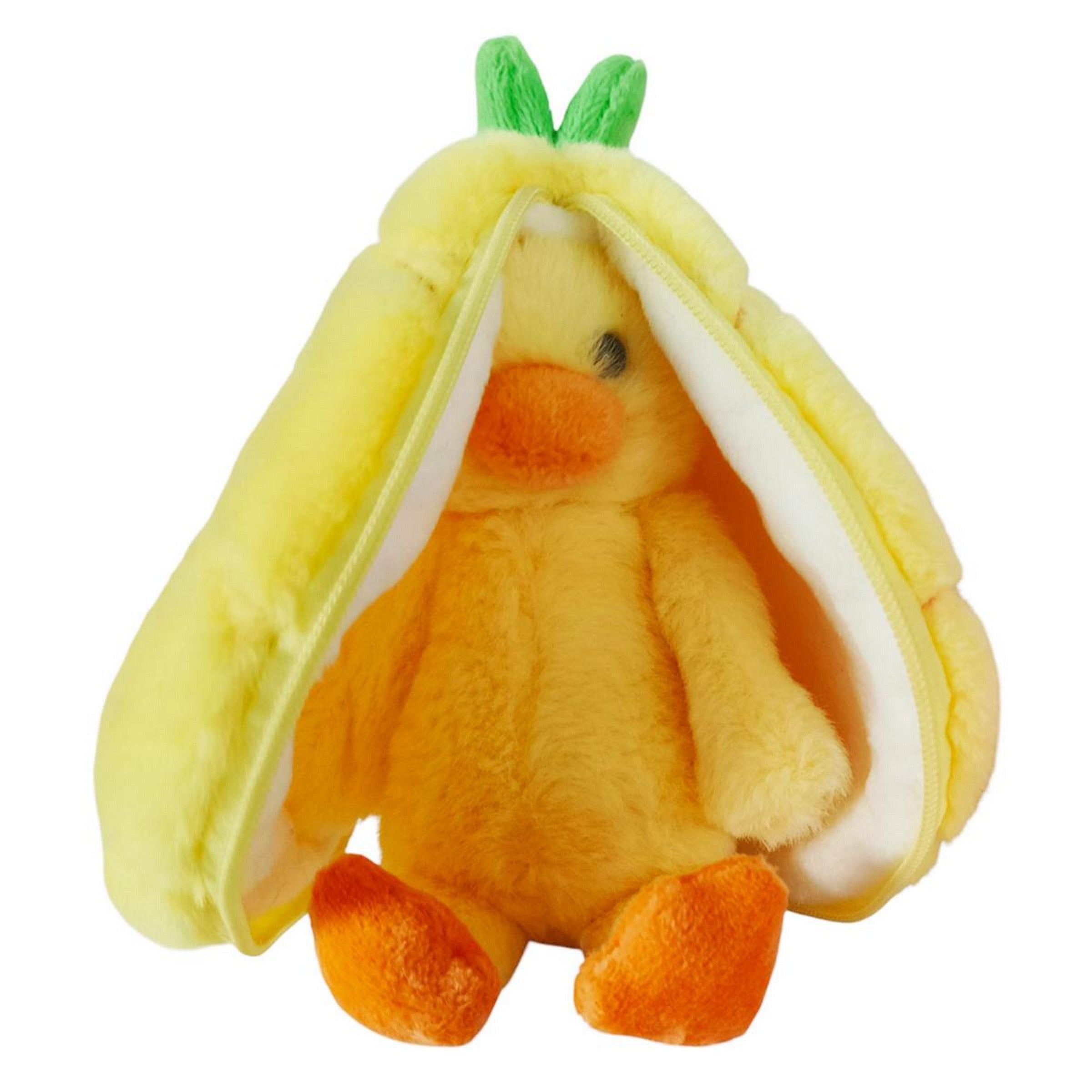 Easter Revisable Pineapple Plush Chick with Zipper and Keychain 5in