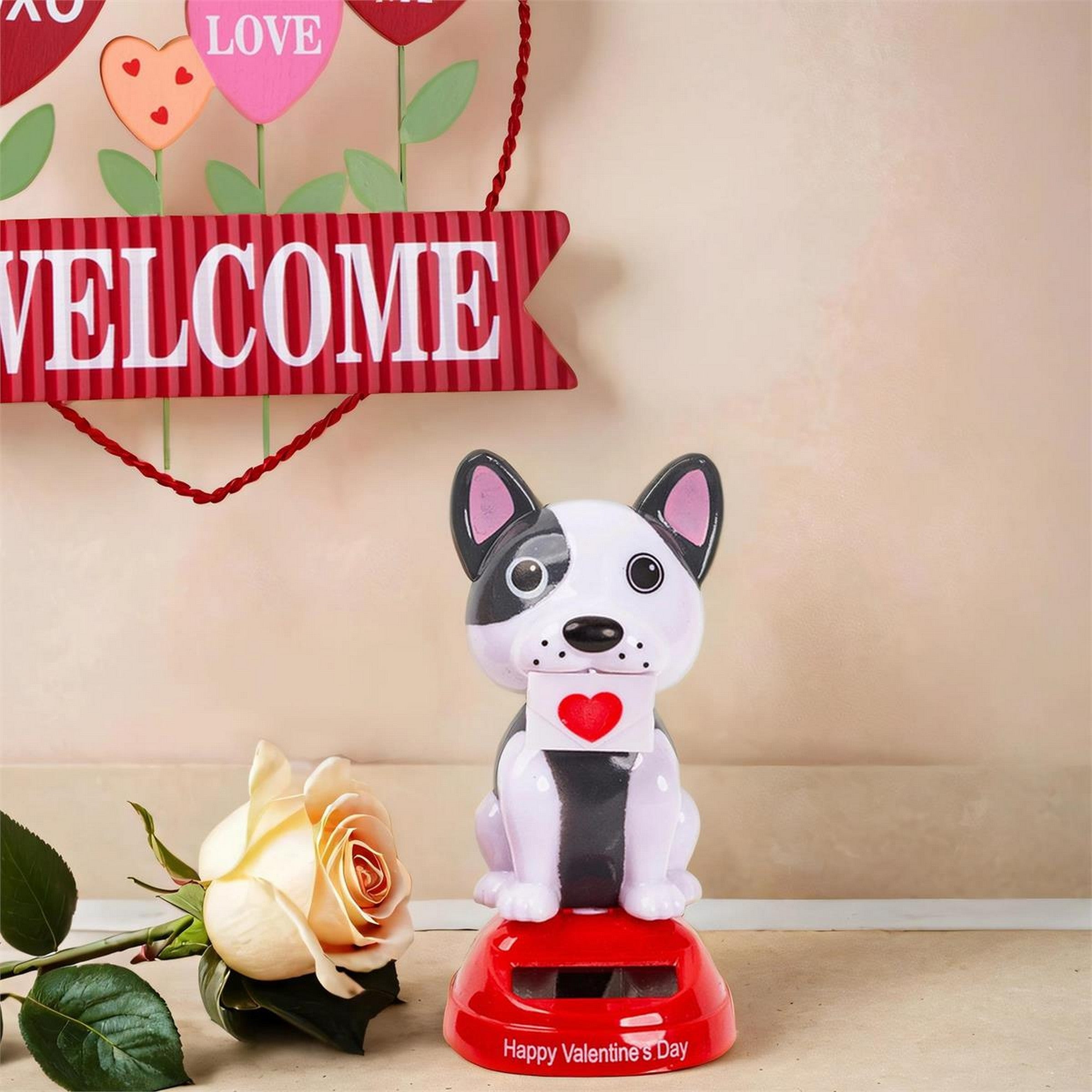 Valentine's Day Solar Dancing Dog 4.3in