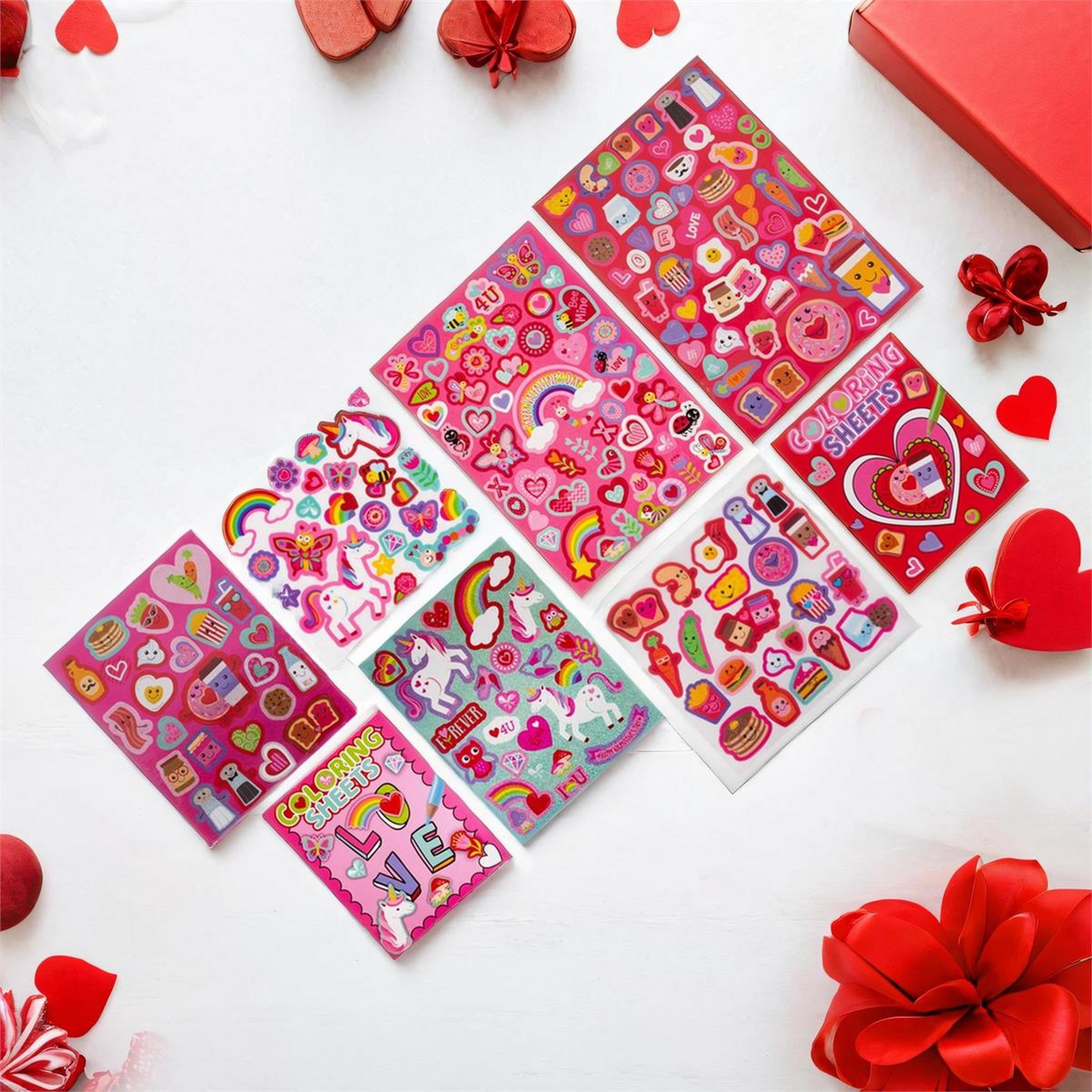 Valentine's Day 100 Stickers with 4 Coloring Sheets