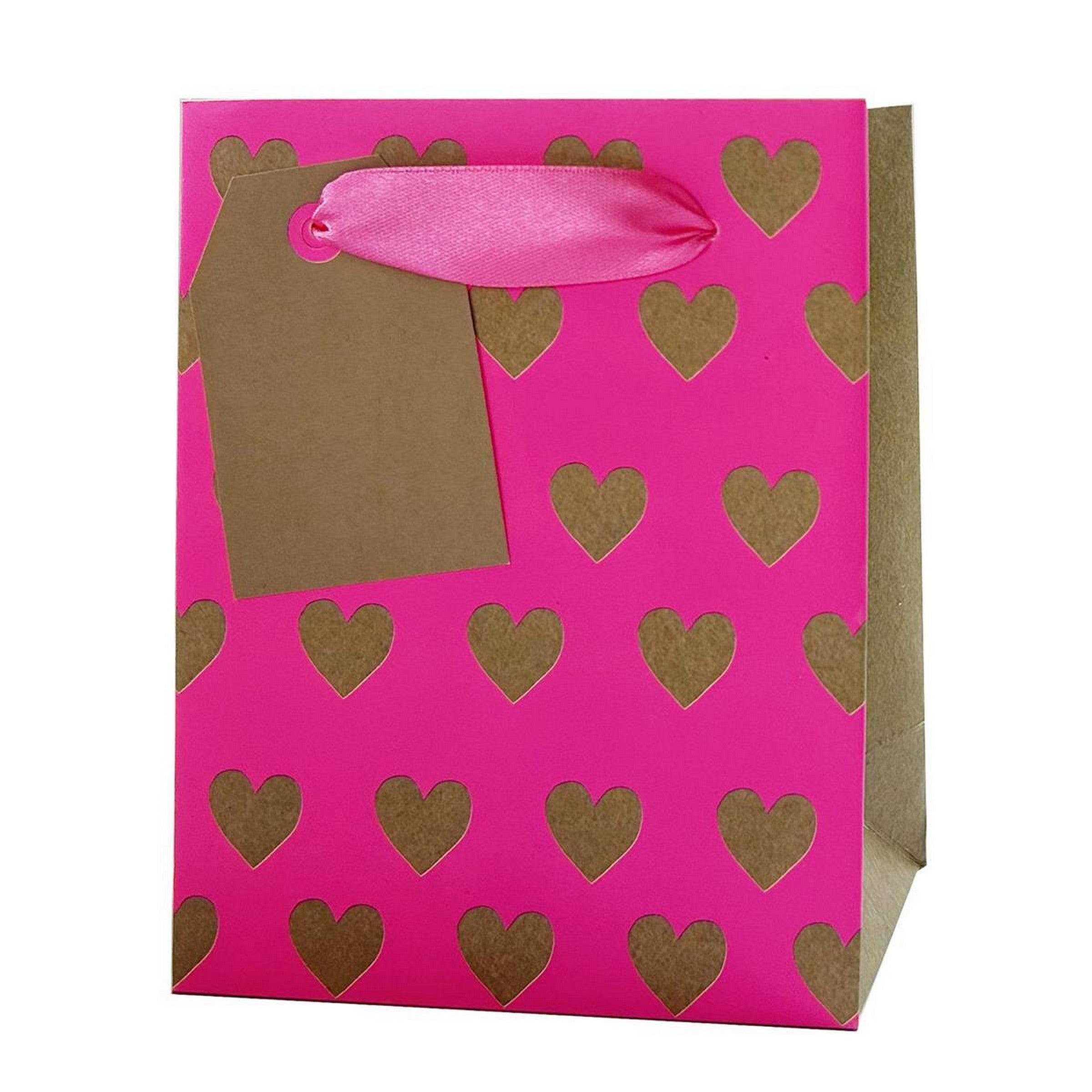 Valentine's Day Small Gift Bag - Neon Hearts 4.3W x 5.5H x 2.4D in