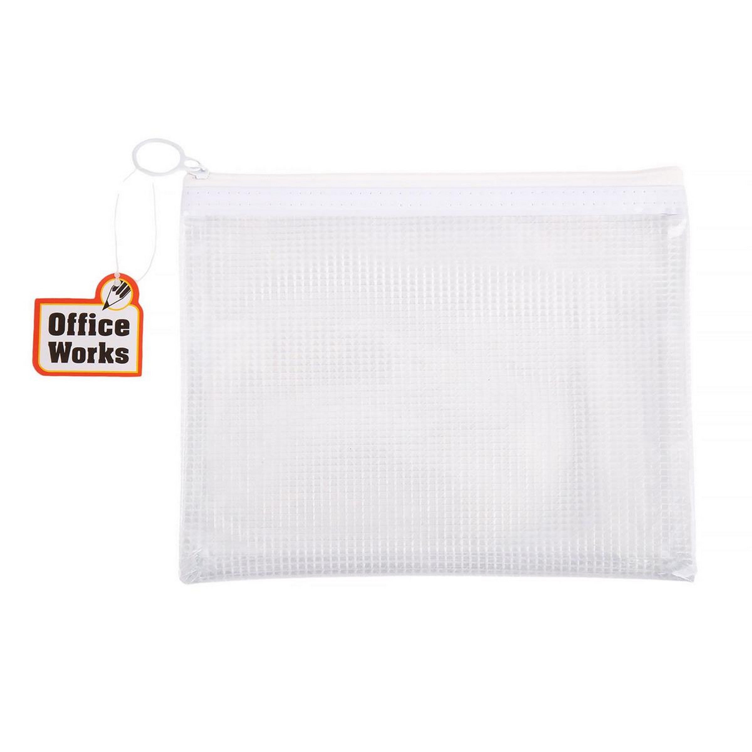 Office Works Plastic Mesh Zipper Pouch 8.5x6.5in