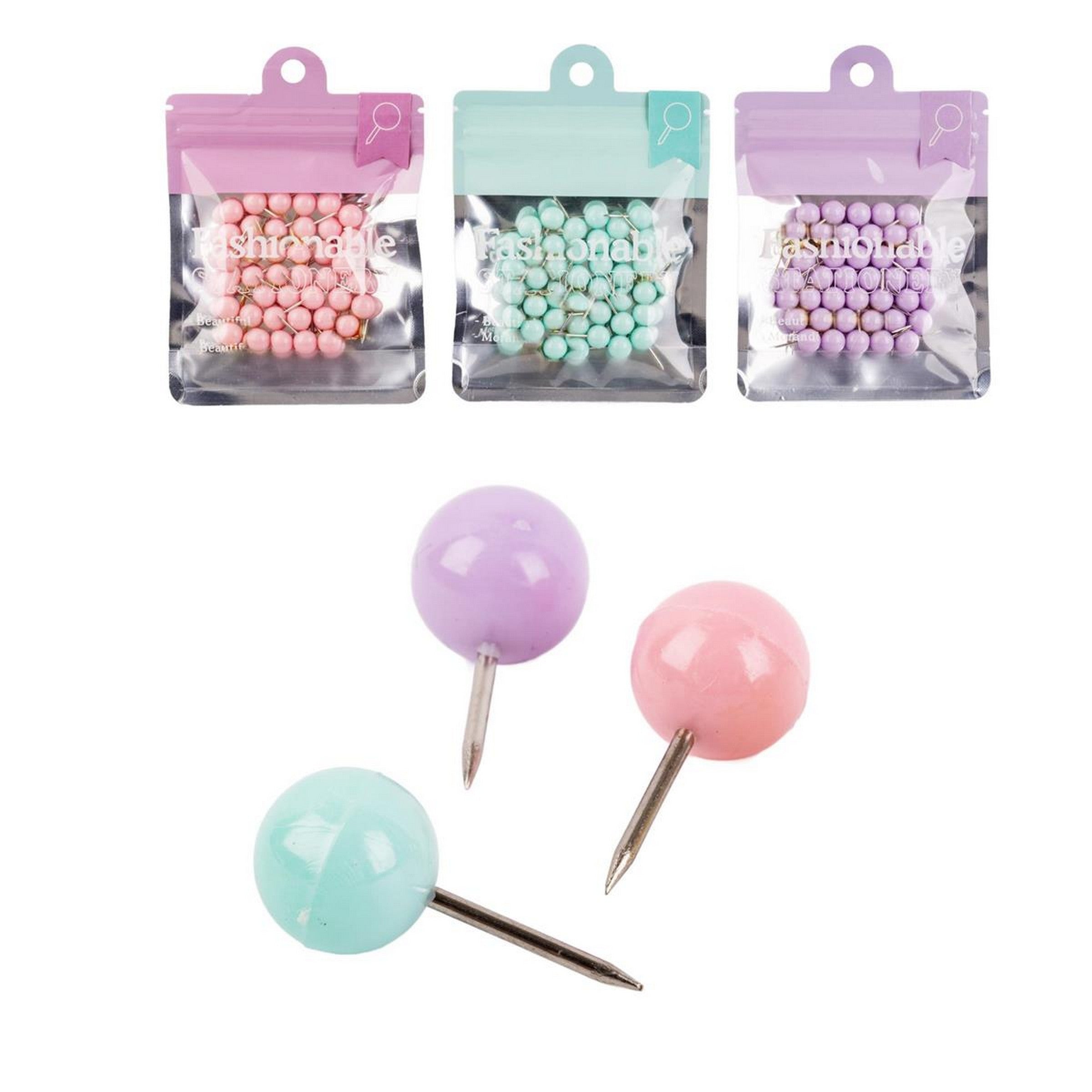 iStationery 40 Round Pastel Color Push Pins VRT
