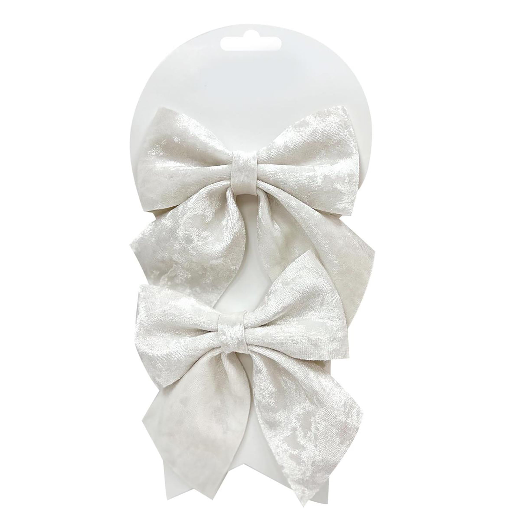 Deco Noël 2 White Velvet Bows 4.75x5.5in
