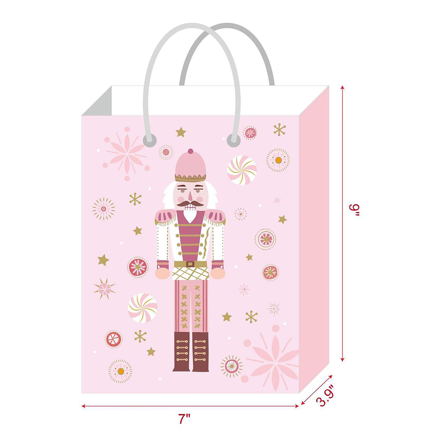 Christmas Gift Bag Matte and Glitter Md 7W x 9H x 3.9D in