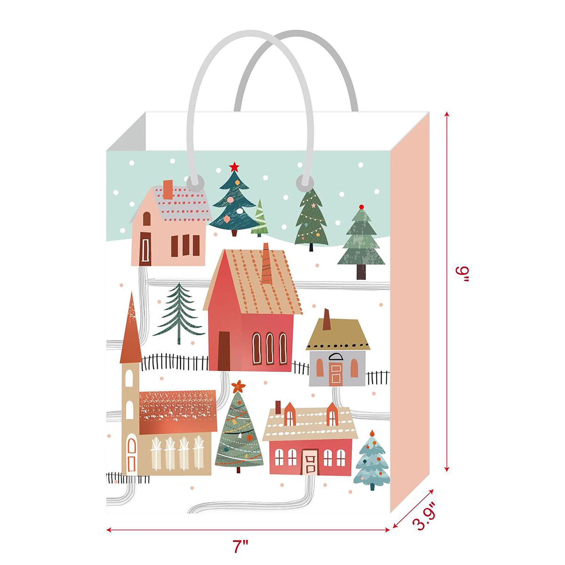 Christmas Matte Gift Bag Md 7W x 9H x 3.9D in