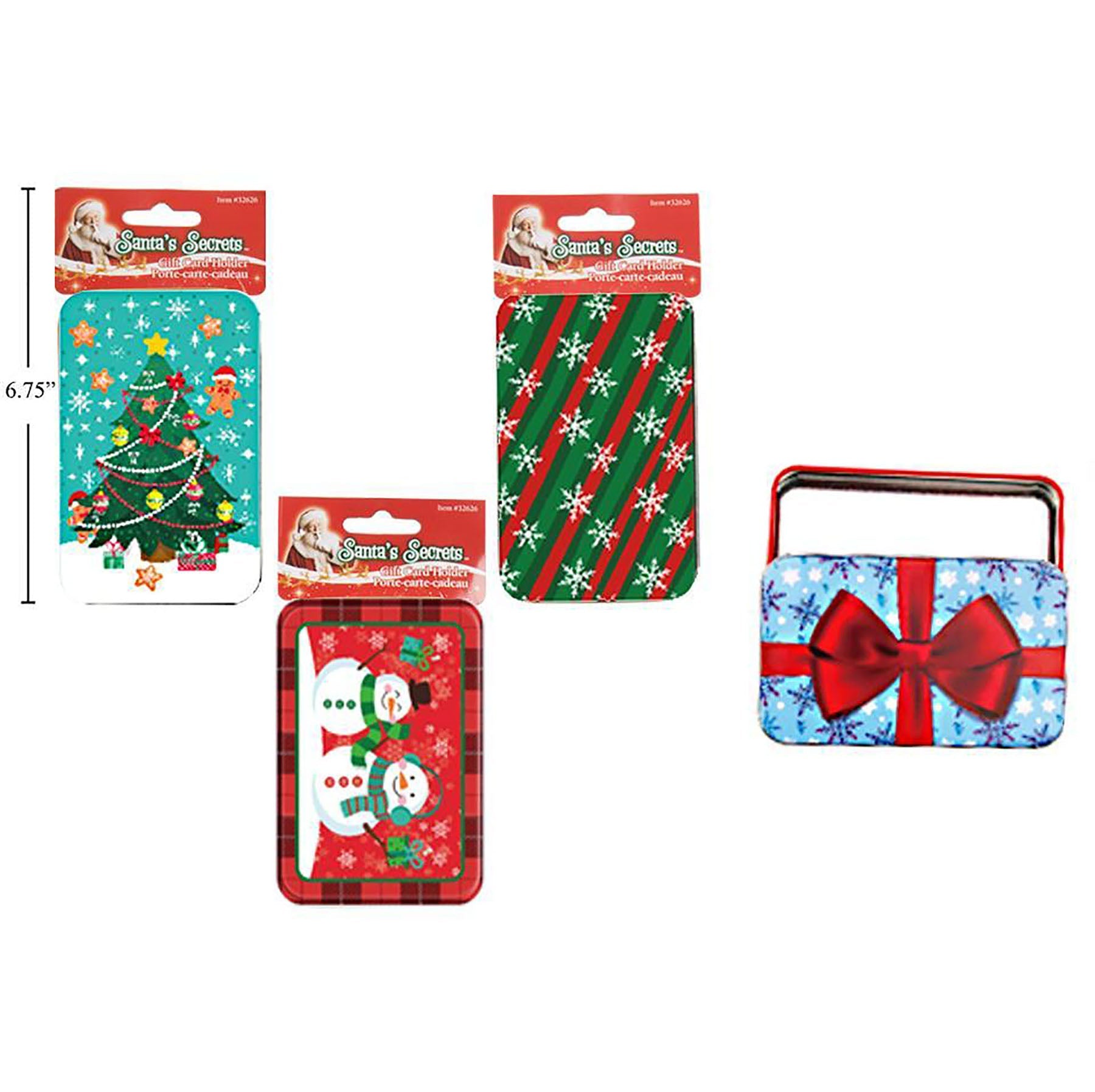Santa's Secrets Tin Gift Card Holder 4.75x3x0.75in VRT