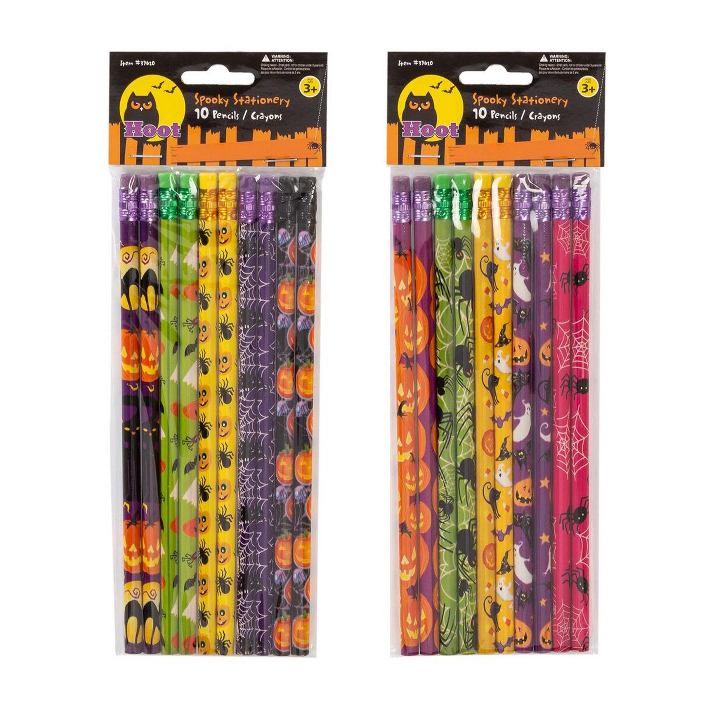 Hoot Halloween 10 Pencils with Colored Erasers VRT