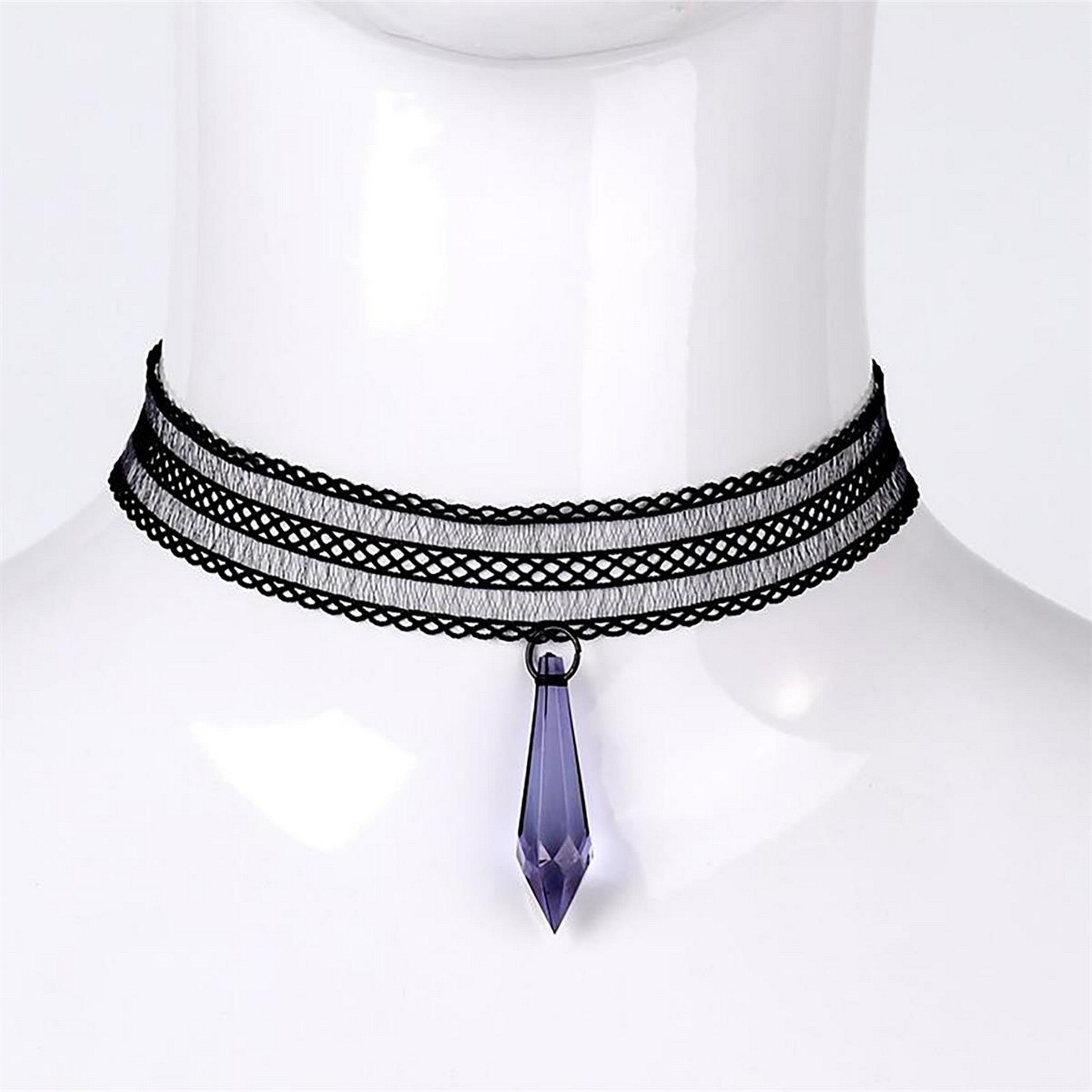 Party Gear Halloween Black Lace Necklace with Pendant