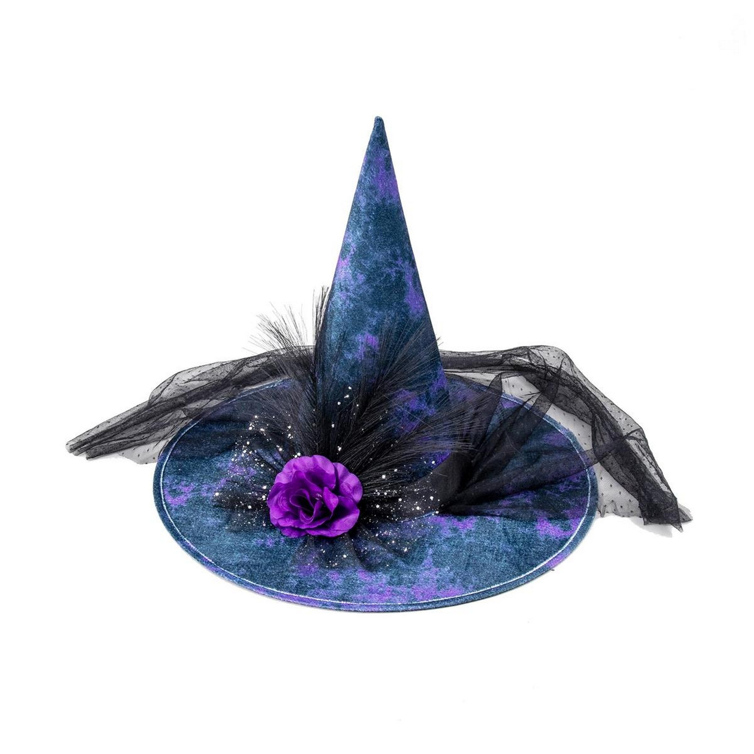 Party Gear Halloween Blue Witch Hat with Veil 18in