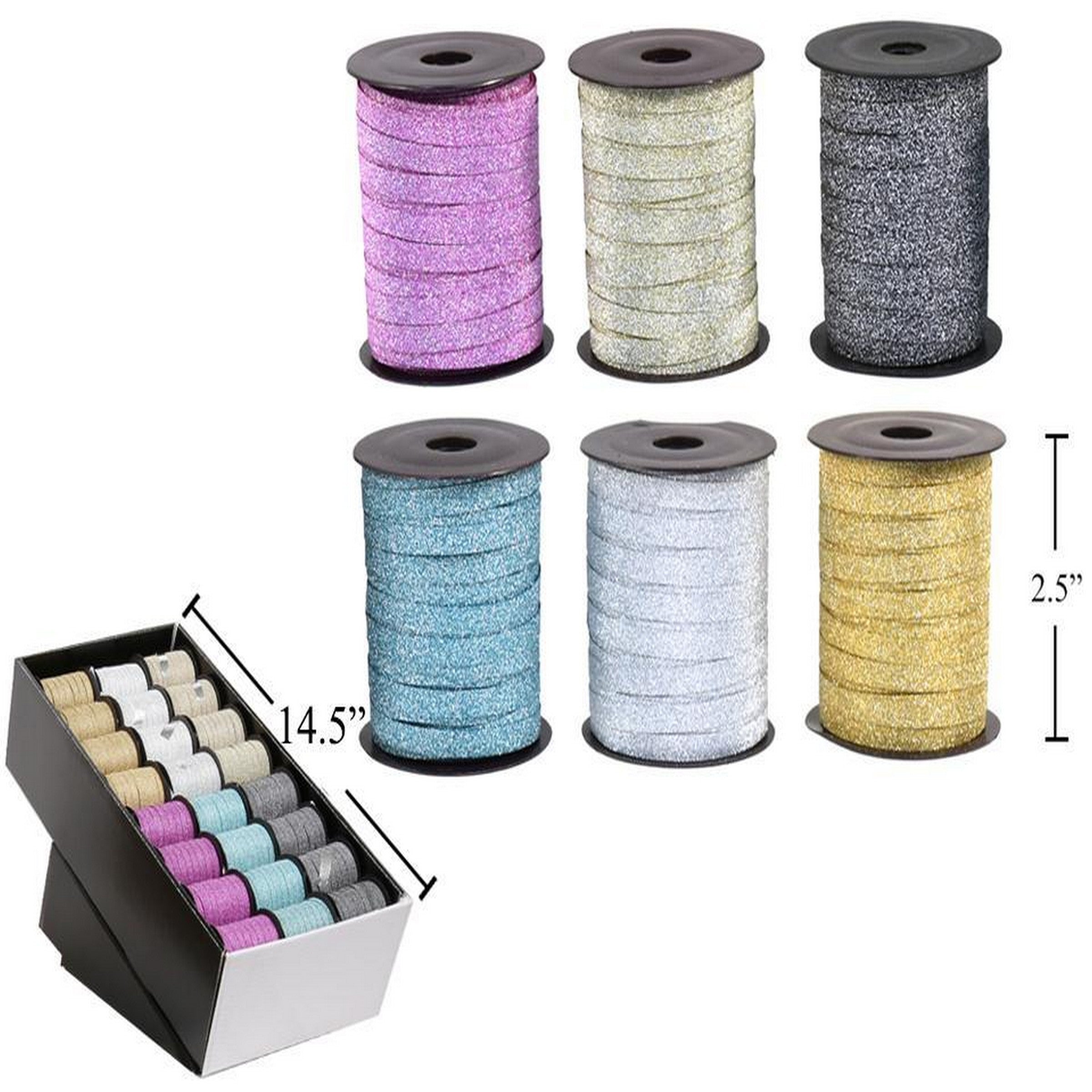 Paper Trendz Glitter Curling Ribbon 33ft VRT