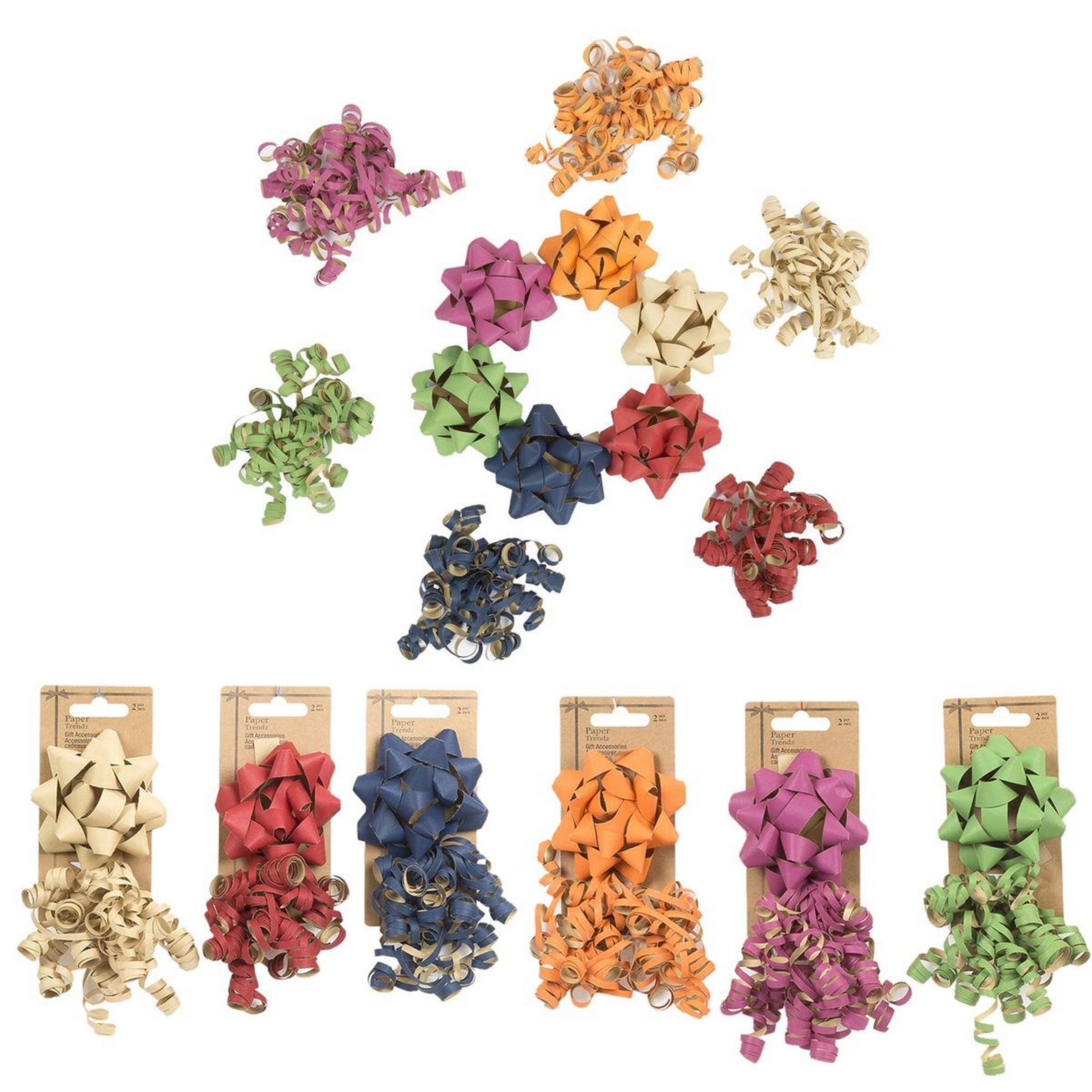 Paper Star Bow with Curly Swirl 4in VRT