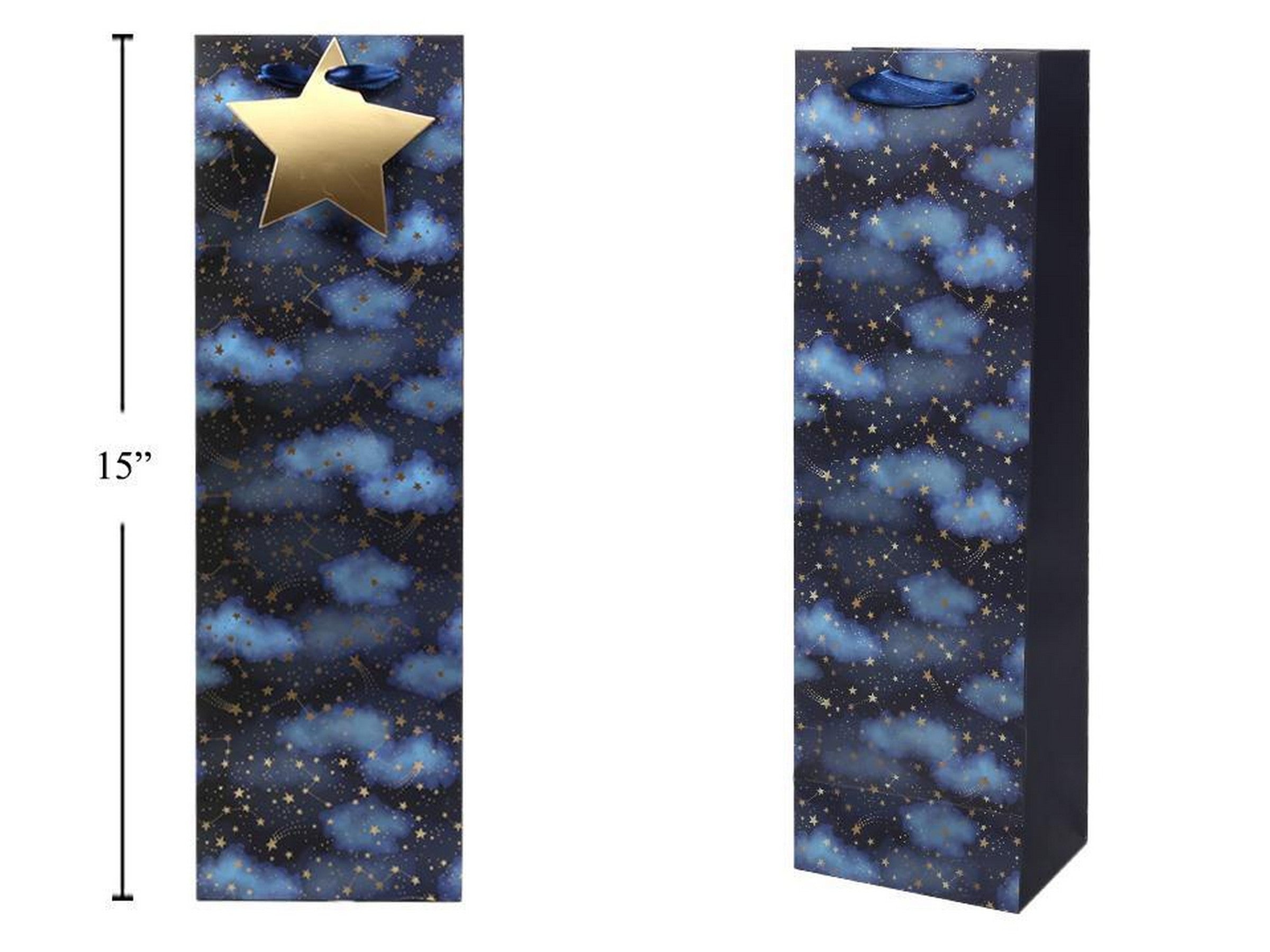 Paper Trendz Matte Bottle Gift Bag - Starry Night 4.75W x 14H x 3.35D in