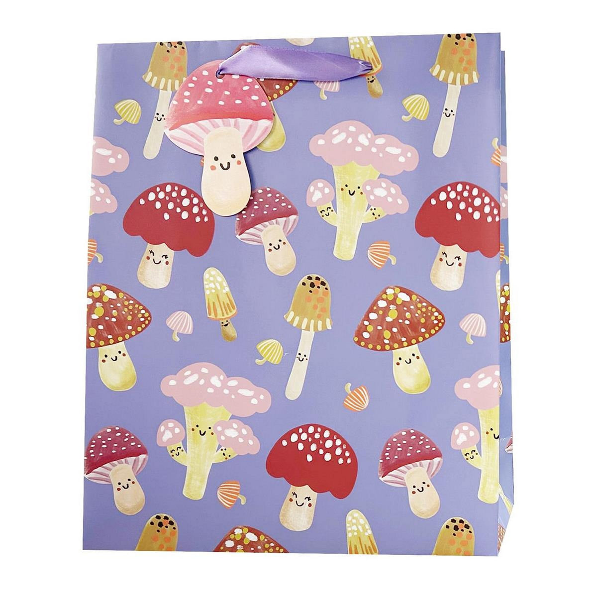 Paper Trendz Matte Gift Bag - Mushrooms Medium 7W x9H x3.9D in