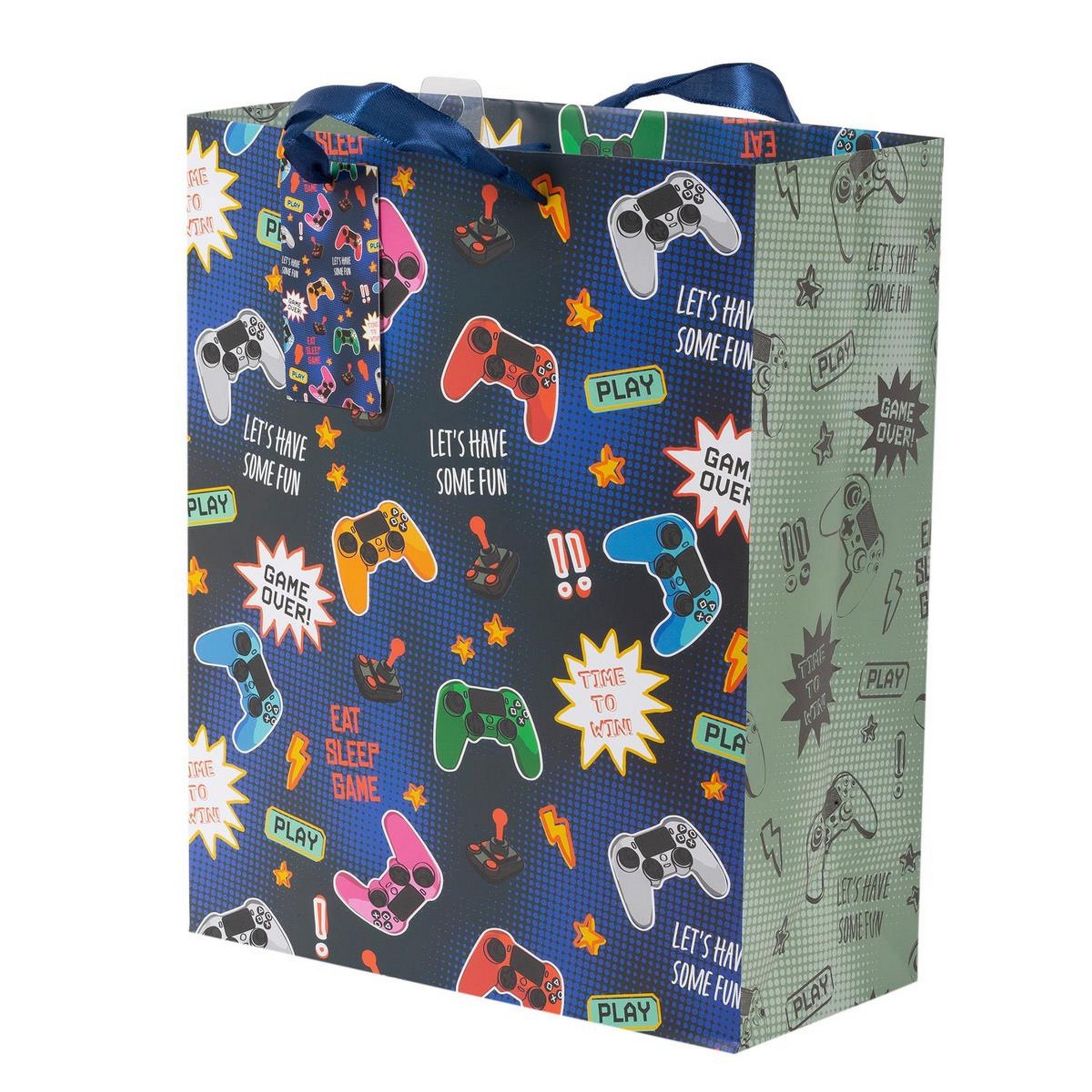 Paper Trendz Matte Gift Bag - Game On! Large 10.2W x12.6H x5D in