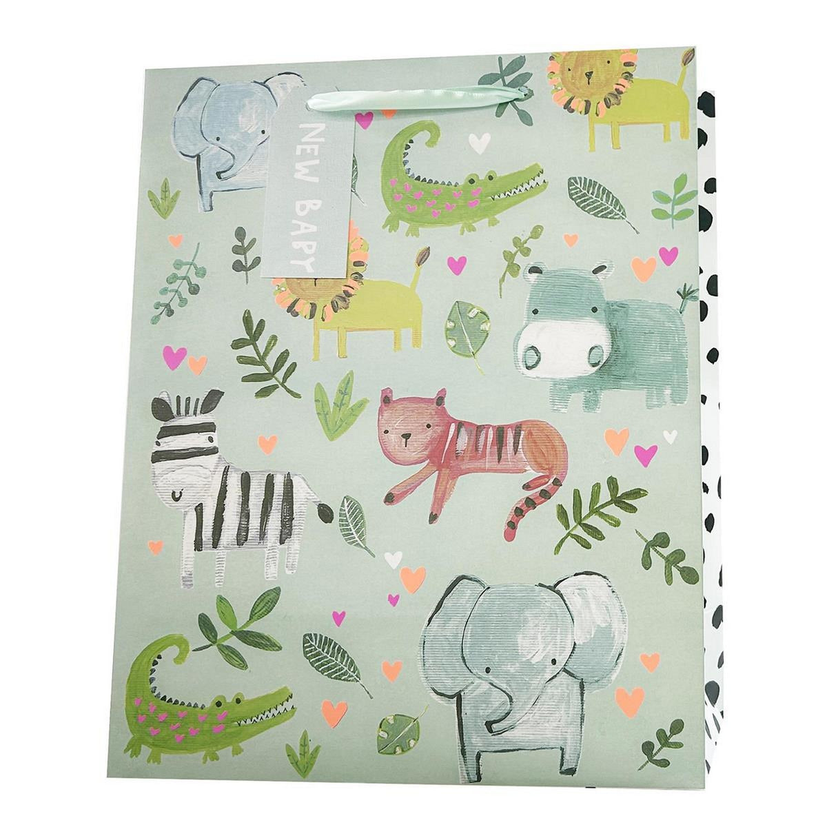 Paper Trendz Matte /Neon Gift Bag - Animals Large 10.2W x12.6H x5D in