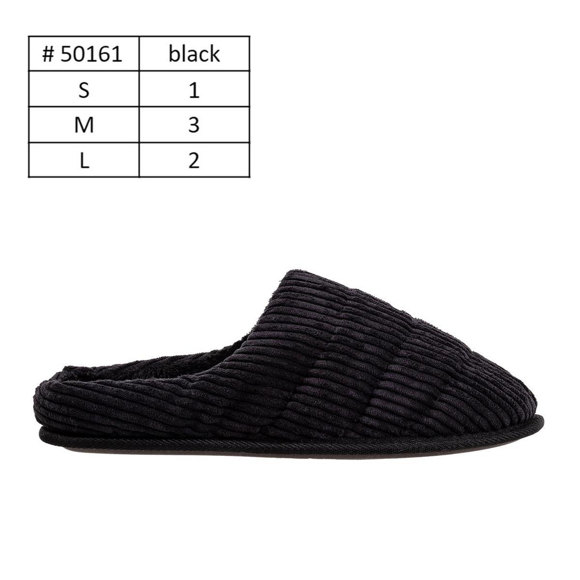 Bodico 1 Pair Men's Black Corduroy Slippers - 100% Polyester
