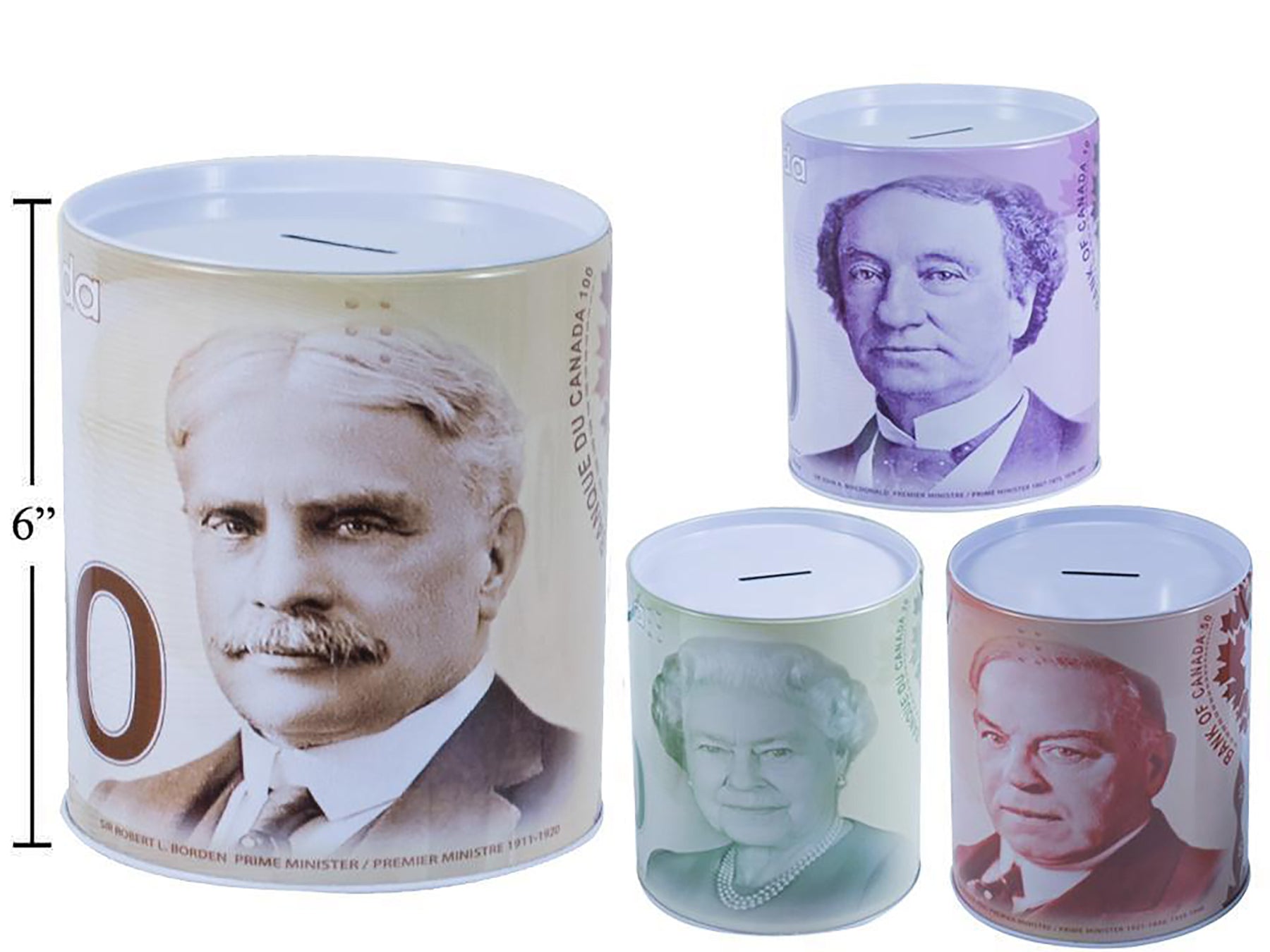 Printed Canadian Dollar Metal Bank 6in VRT