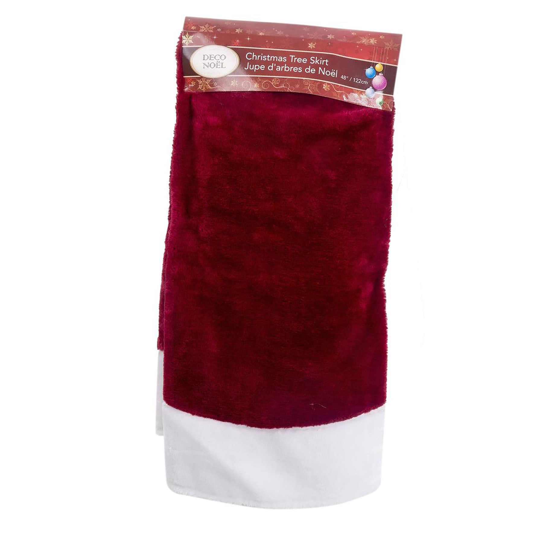 Deco Noël Deluxe Burgundy Plush Tree Skirt 48in dia.