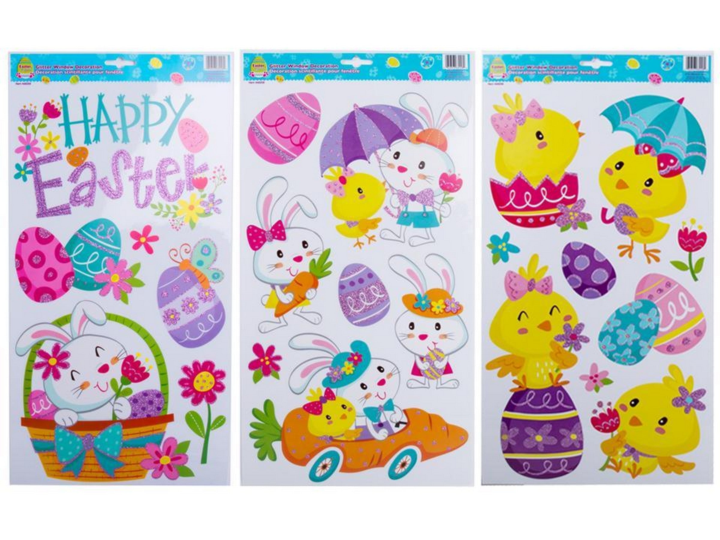 Easter Glitter Window Clings 18.5x9.5in VRT