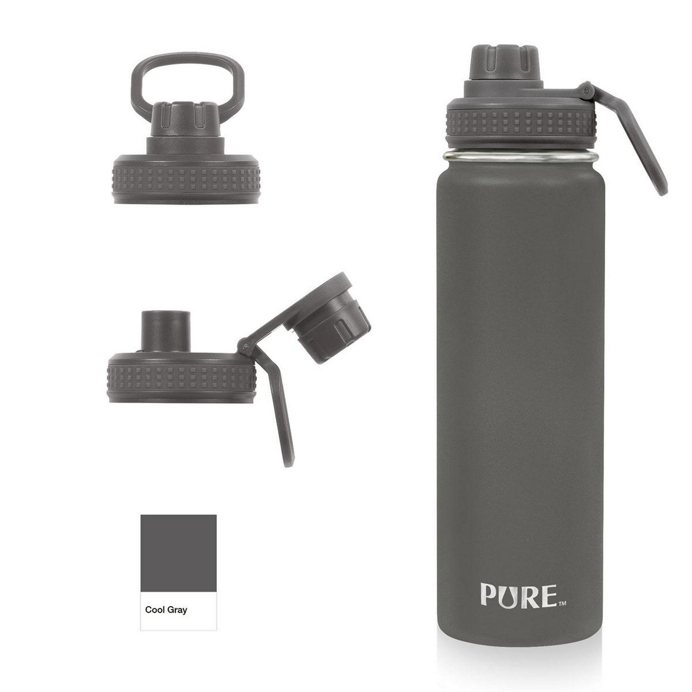 Pure Stainless Steel Thermal Bottle with Spout Lid and Handle 720ml VRT