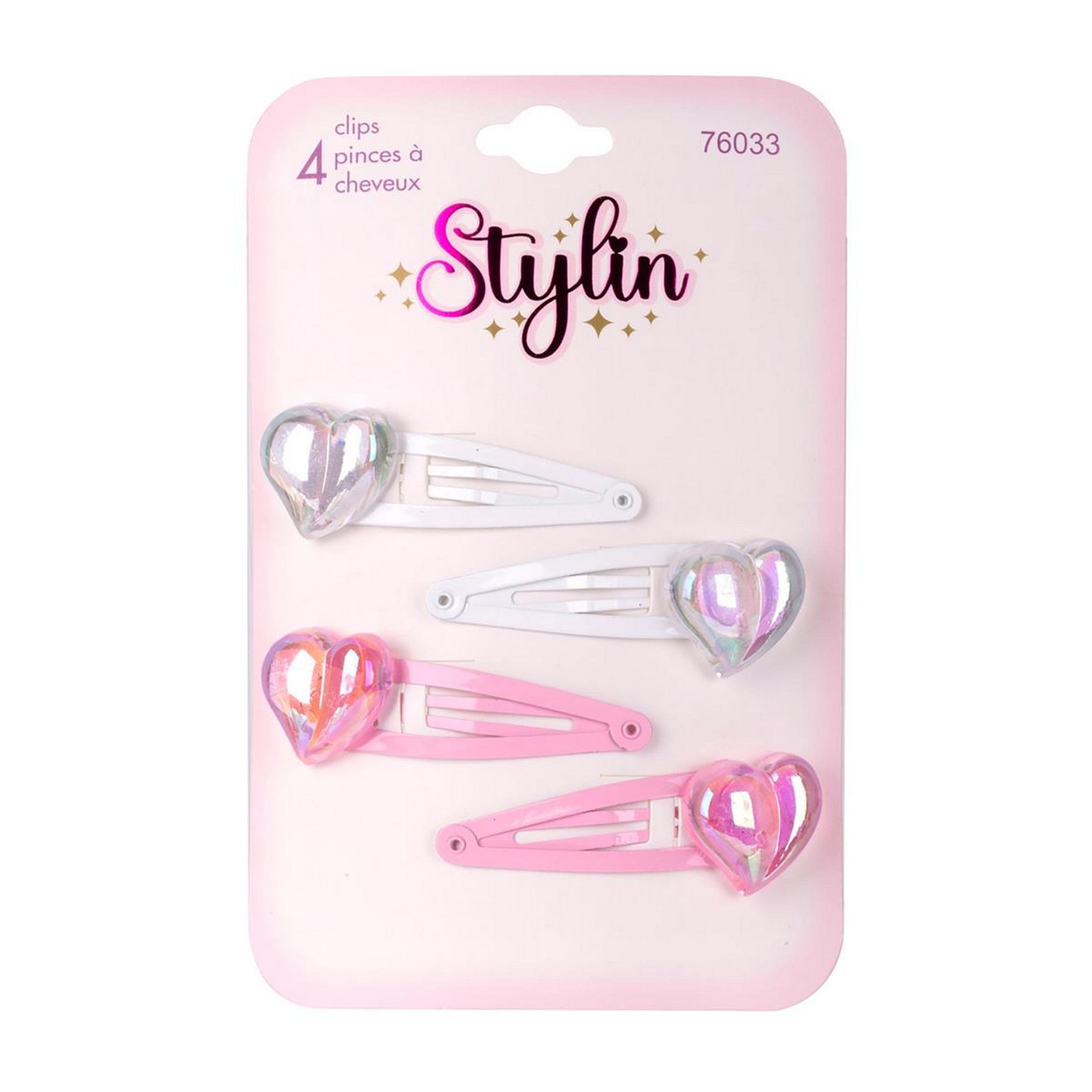 Stylin G 4 Snap Barrettes with Hearts 2.25x0.75in