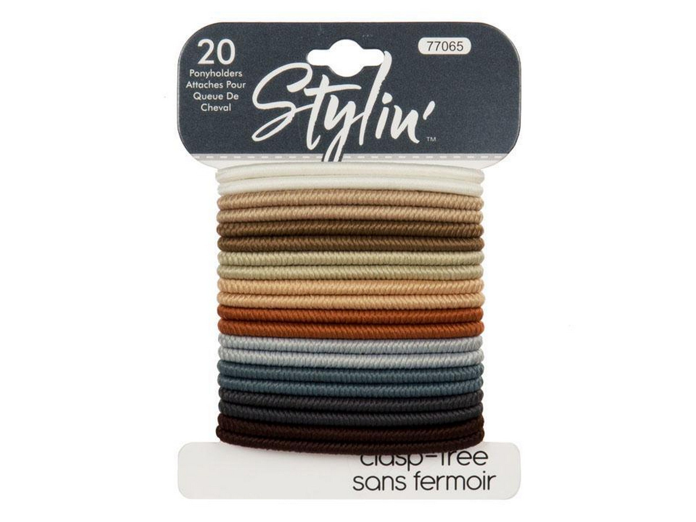 Stylin 20 Twisted Neutrals Clasp Free Ponyholders 2.75in folded