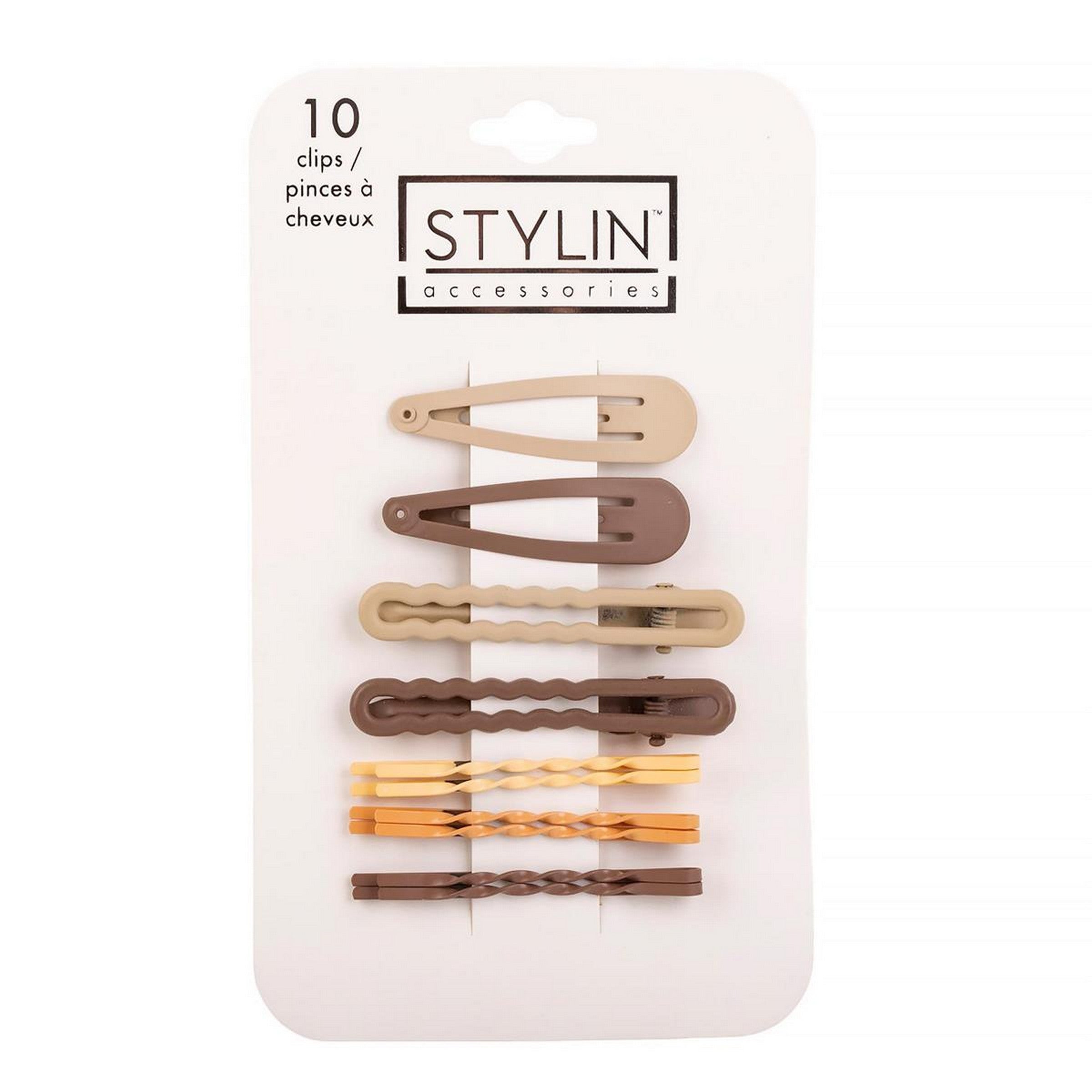 Stylin 10pcs Hair Clip Set - Neutral Matte Metal 2in to 2.25in