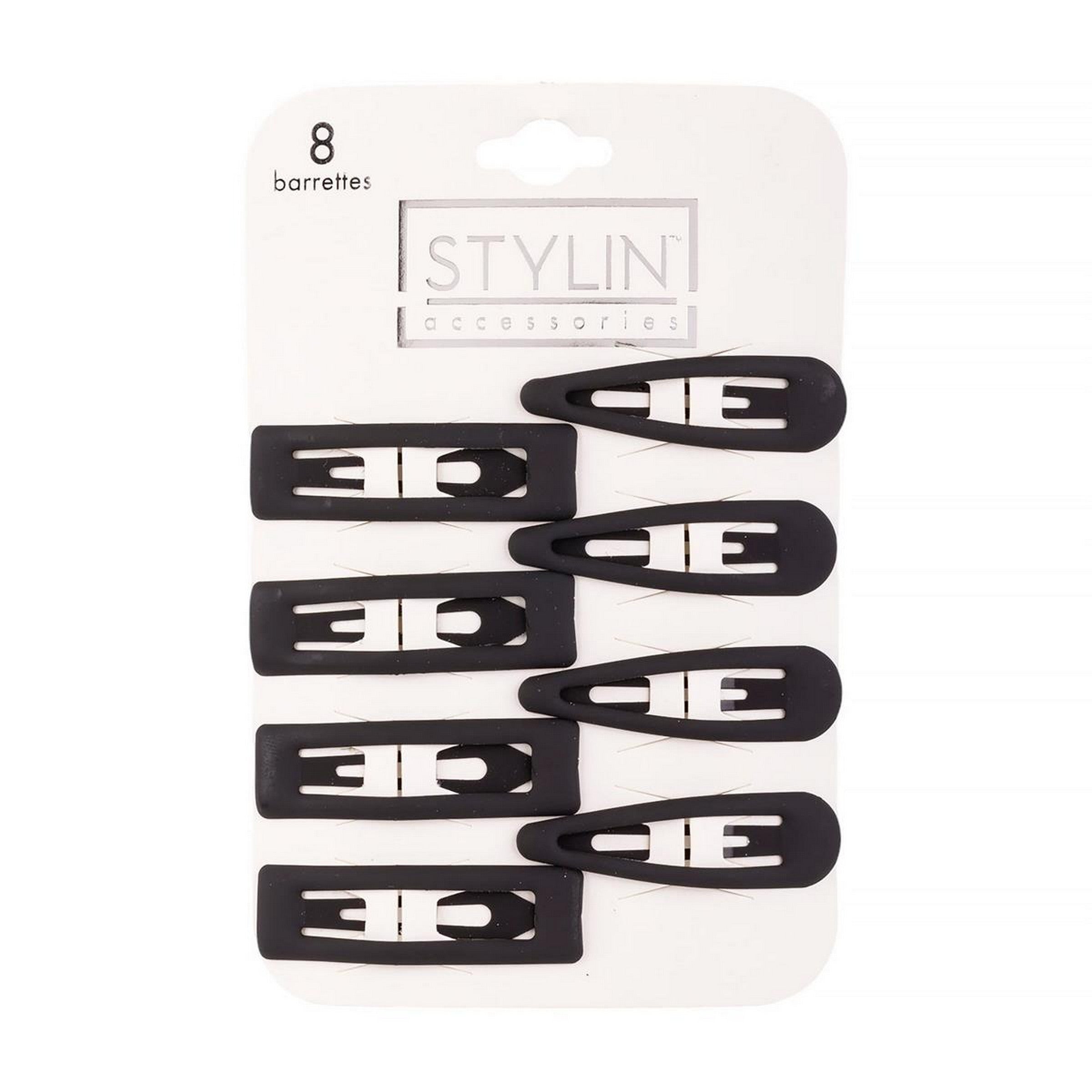 Stylin 8pcs Black Matte Hair Clip Set 1.8in