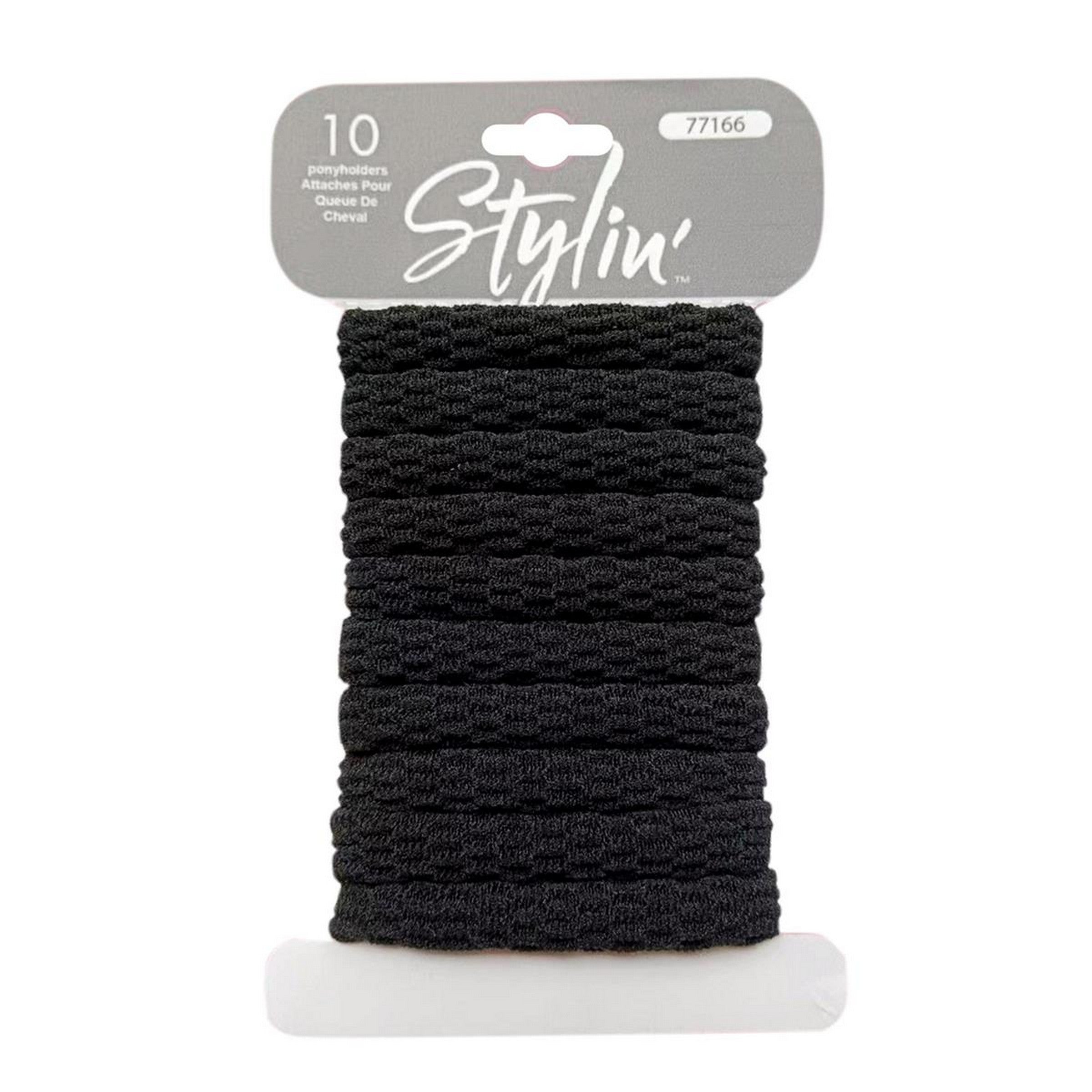 Stylin 10 Knit Solid Black Ponyholders