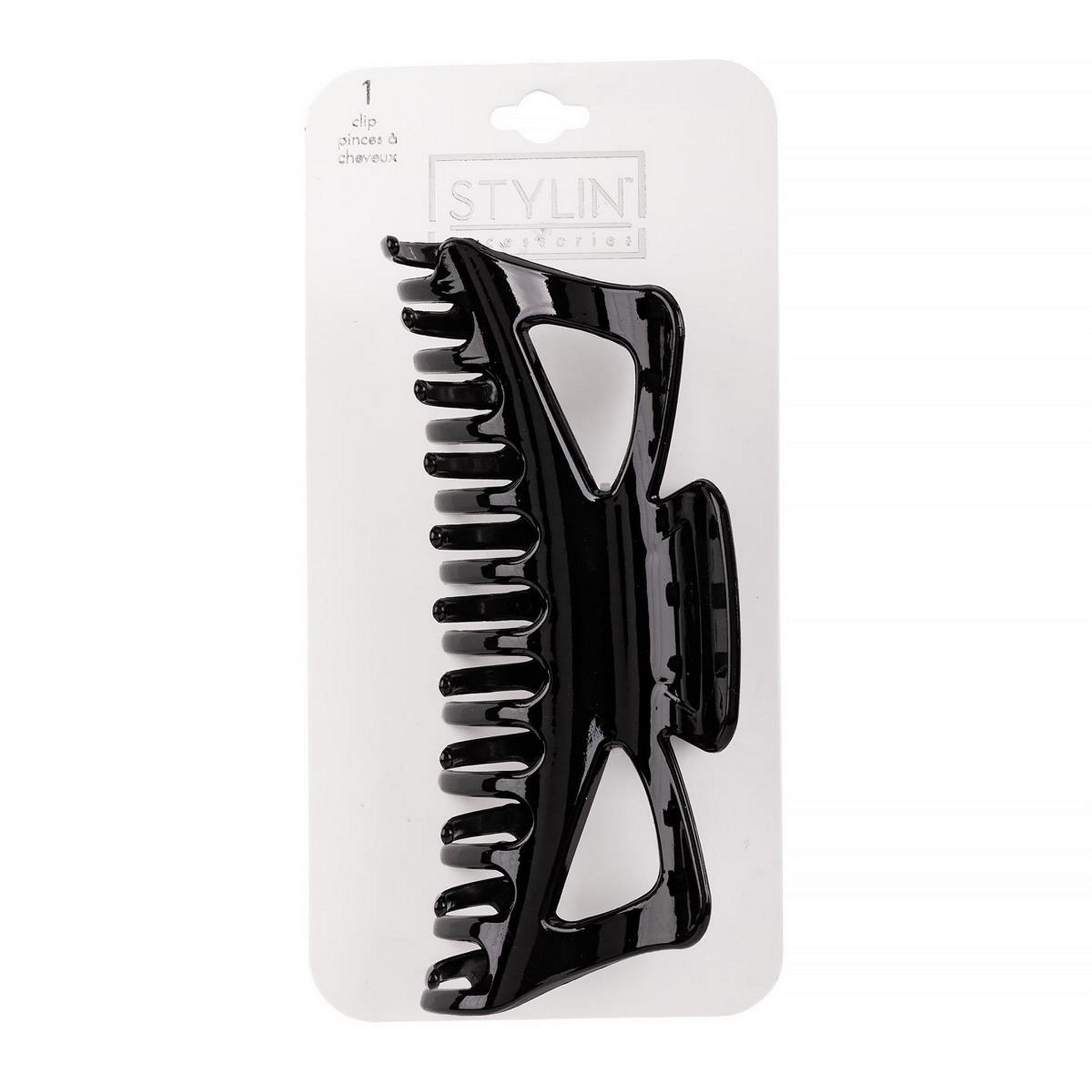 Stylin Gloss Black Plastic Claw Clip 5.6x2.4in