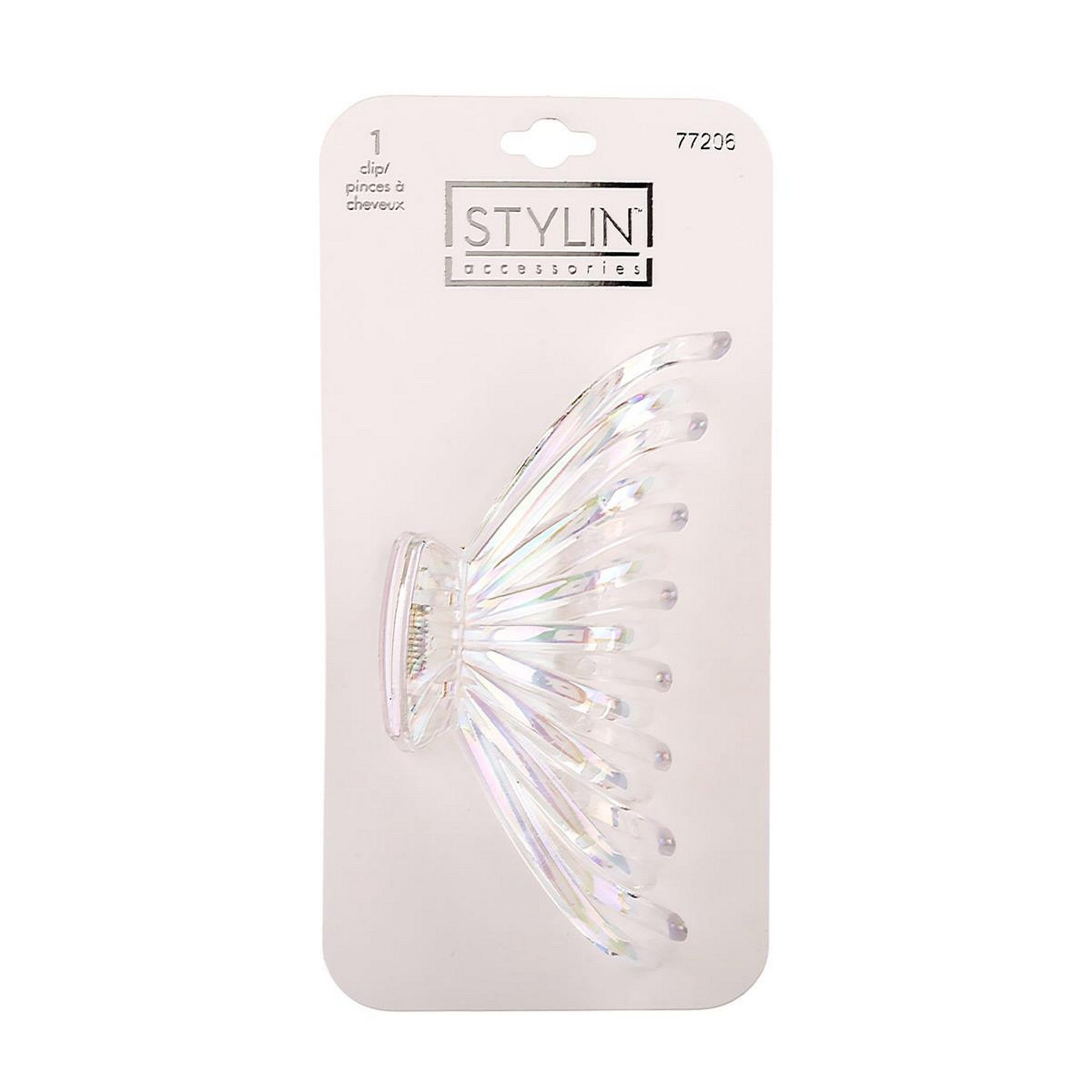 Stylin Clear Iridescent Plastic Claw Clip 4.8x2.3in