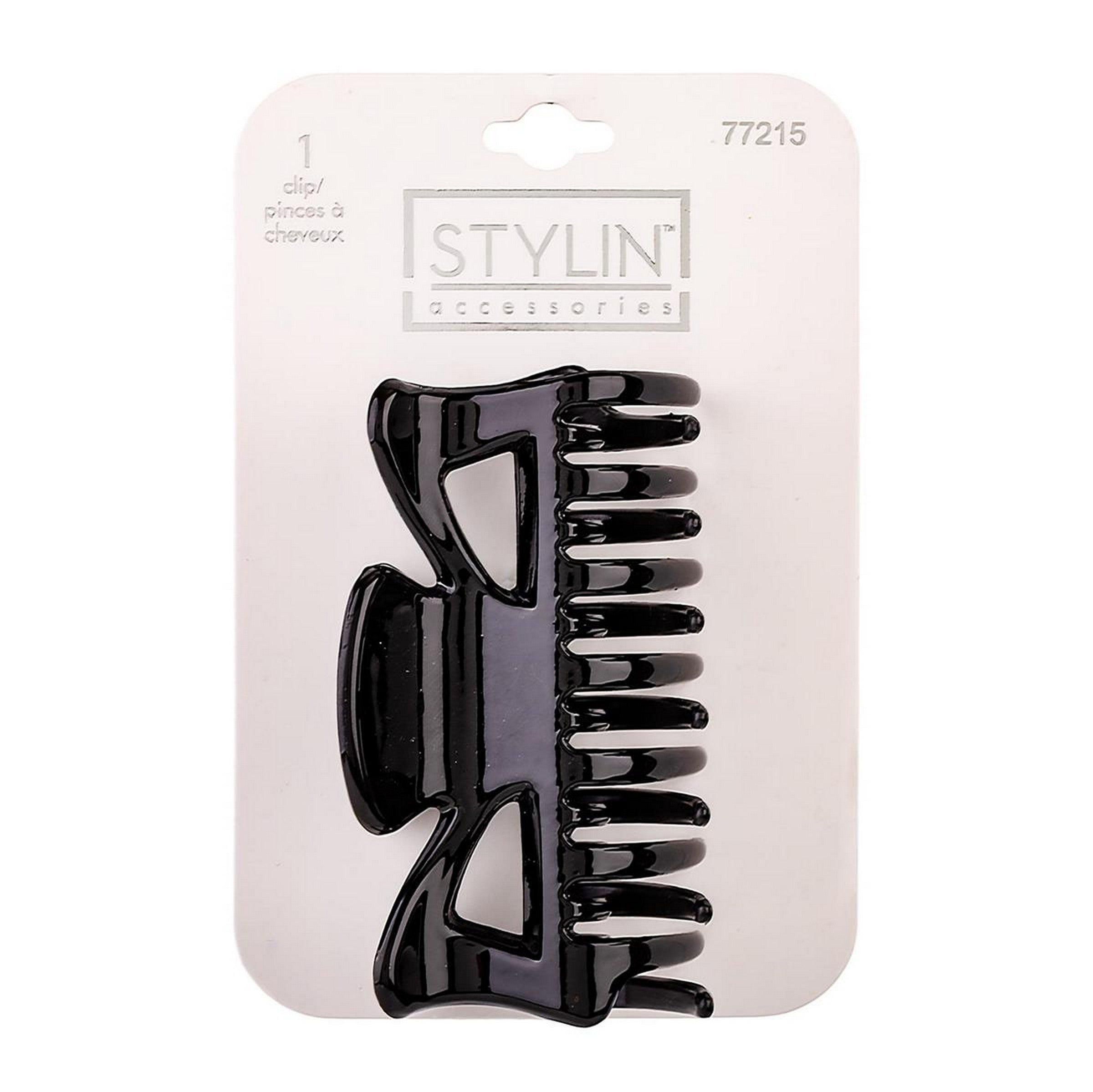 Stylin Gloss Black Double-Layer Claw Clip - Plastic 3.5x2.1in