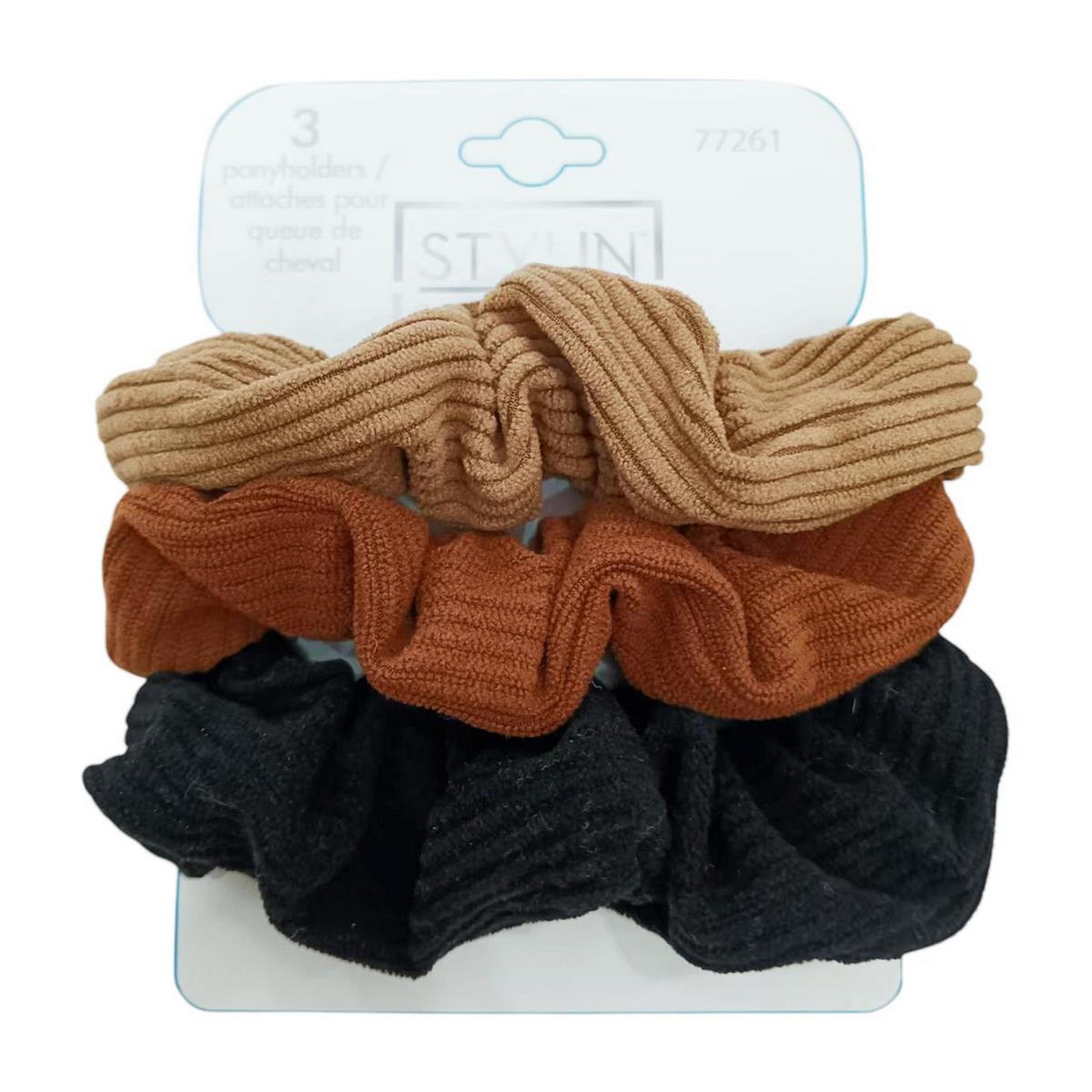 Stylin 3 Warm Ribbed Scrunchies