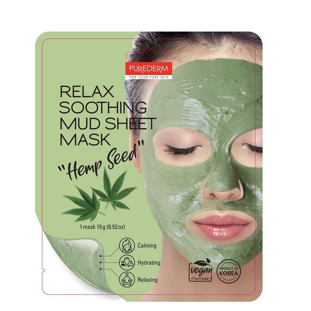 Pure Derm Relax Shoothing Mud Sheet Mask - Hemp Seed