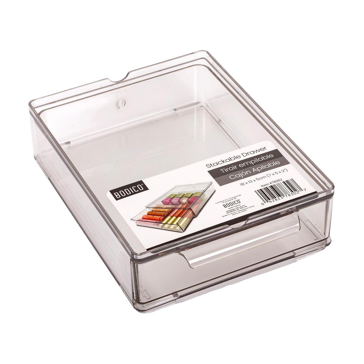 Bodico Clear Plastic Stackable Drawer 7x5x2in