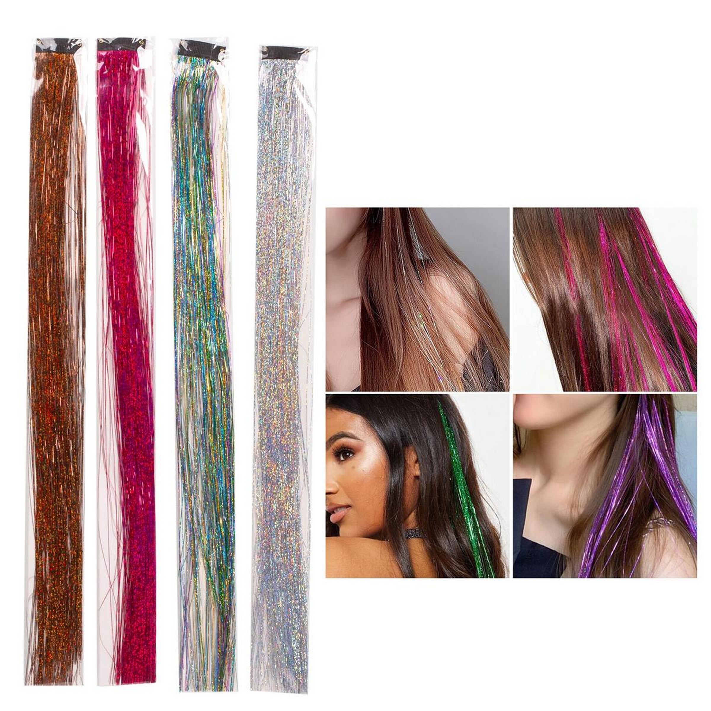 Tinsel Hair Extension with Clip 19in VRT