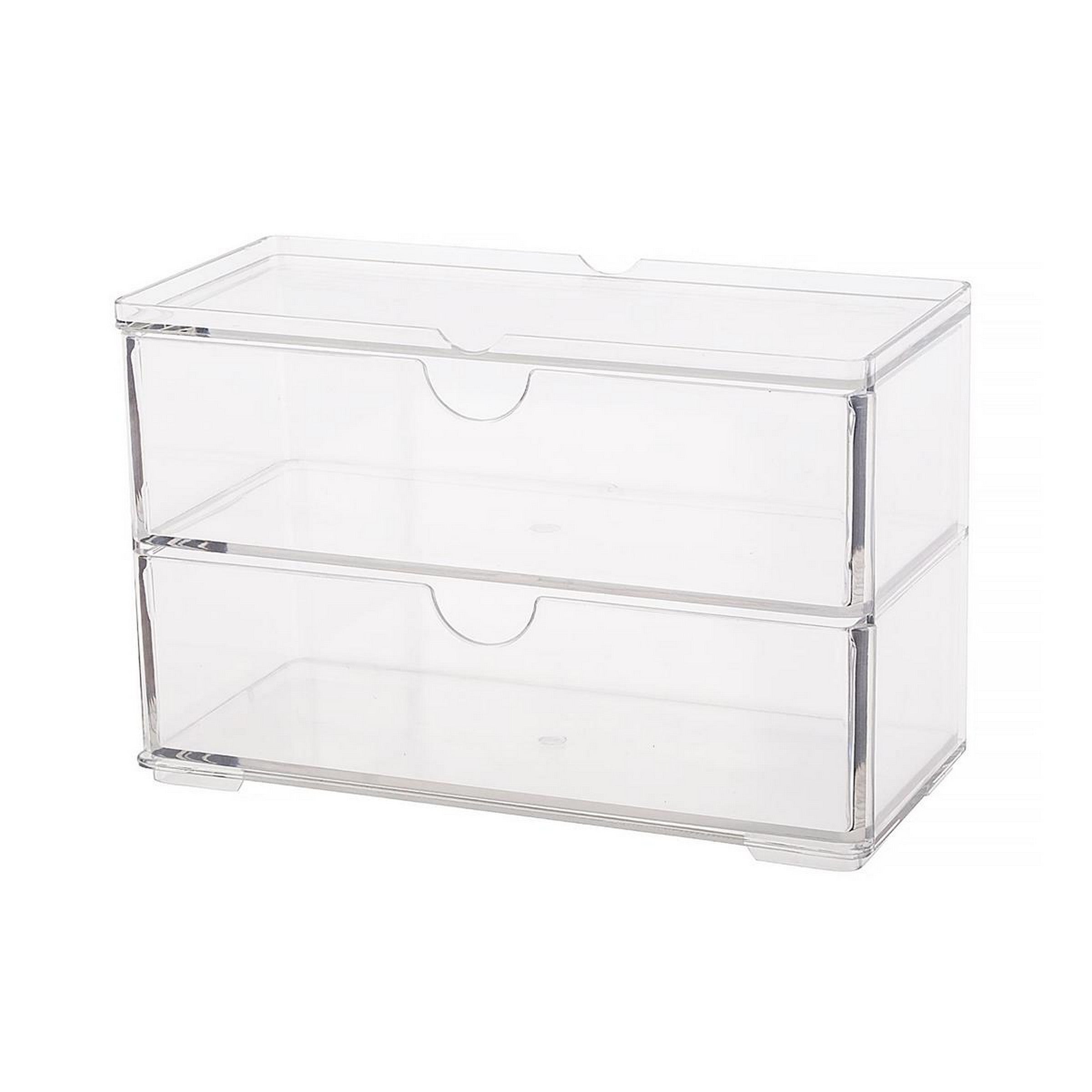 Bodico Stackable 2 Drawer Storage - Plastic 7x3.1x4.3in