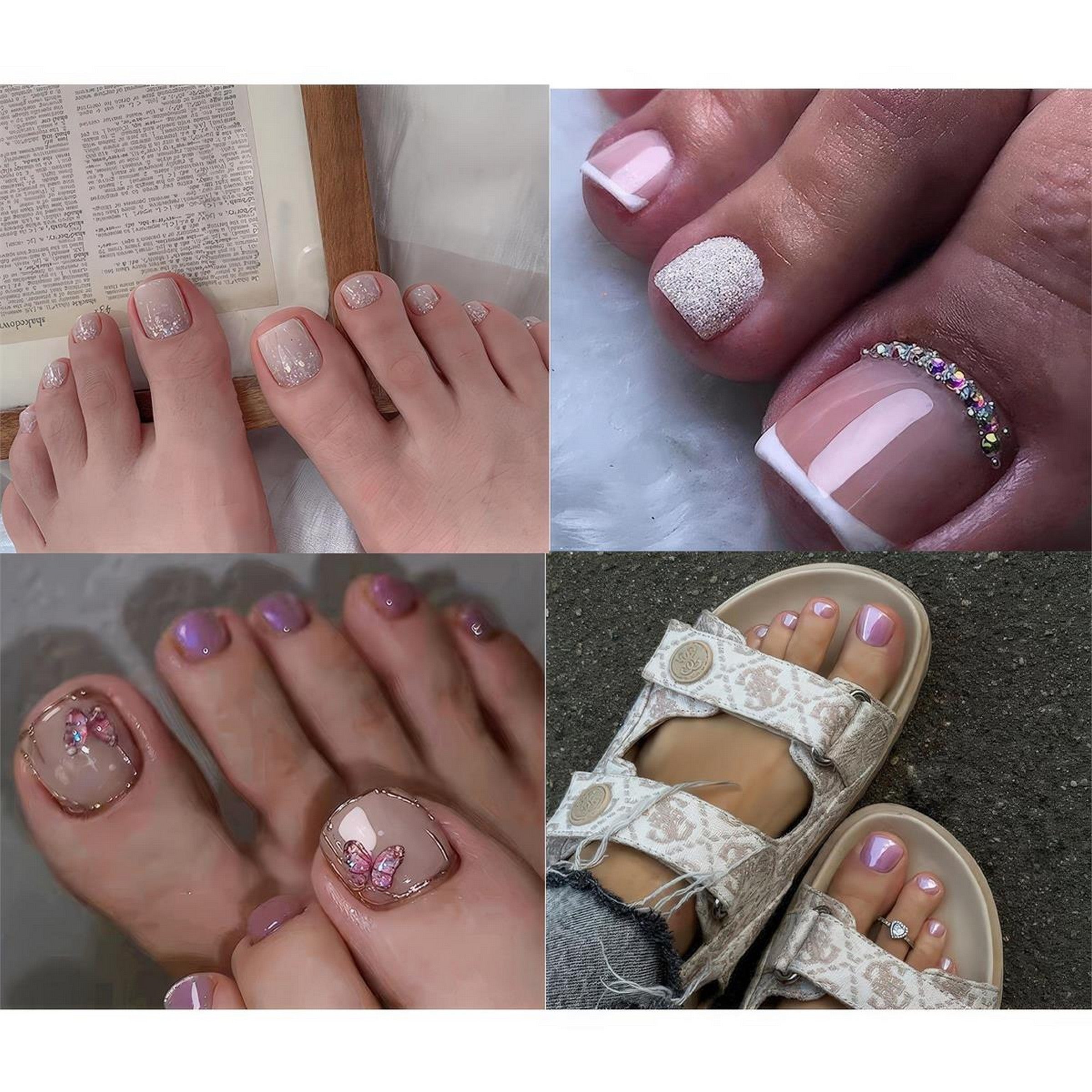 Bodico False Toenails with Glue - Elegant 24pcs VRT