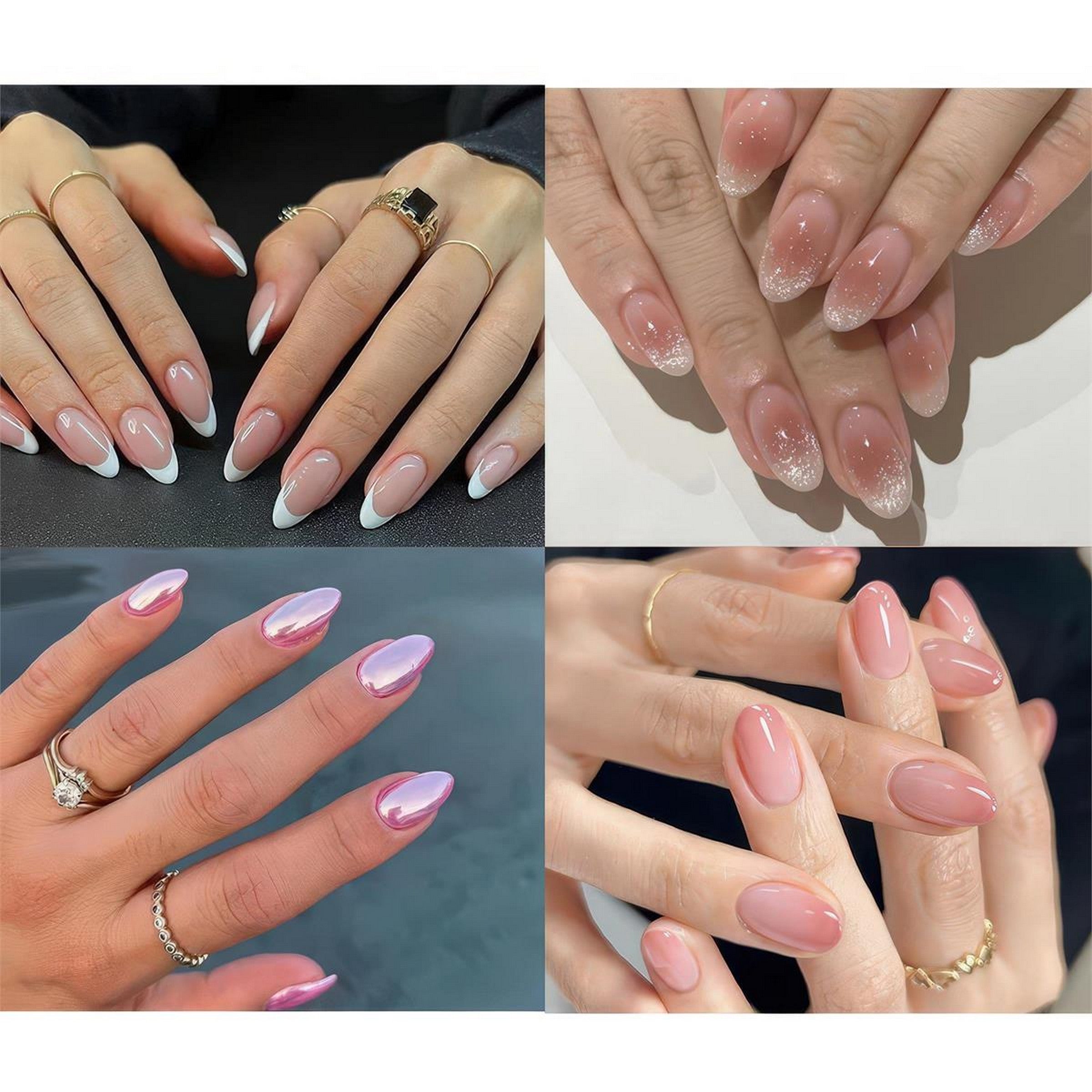 Bodico Short Oval False Nails with Adhesive - Luminous 24pcs VRT