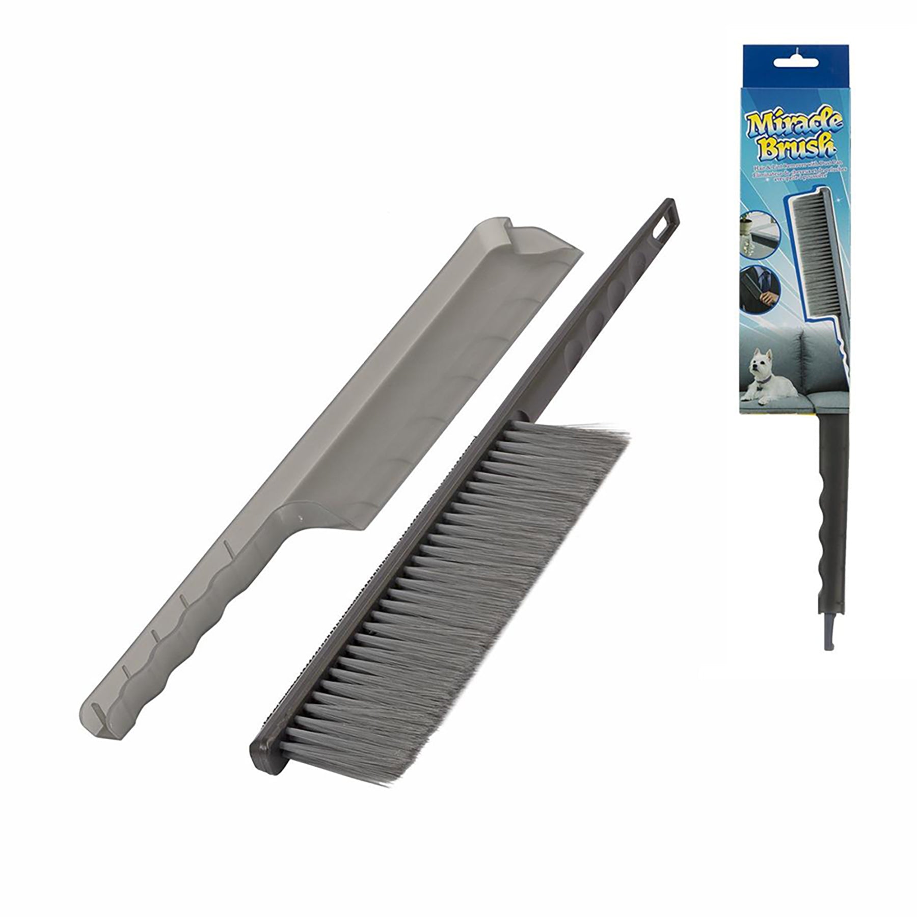 Home Essentials Hair and Lint Remover with Dust Pan - Soft Bristles Plastic 15in VRT