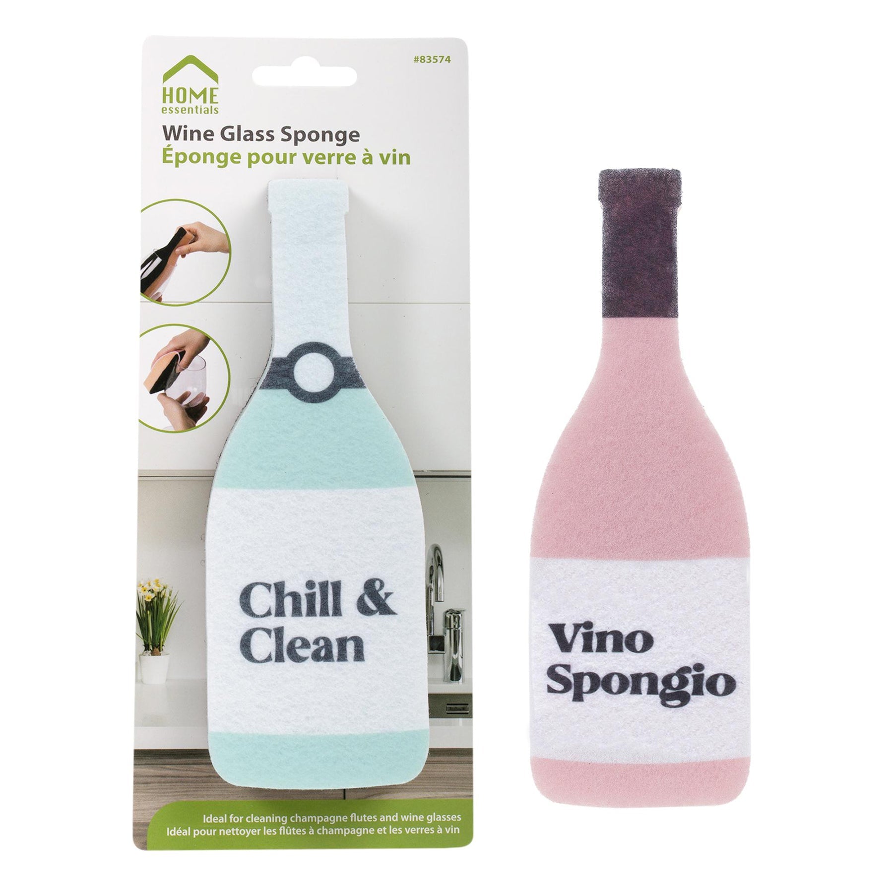 Home Essentials Wine Glass Sponge 7.25x2.5x1.25in VRT