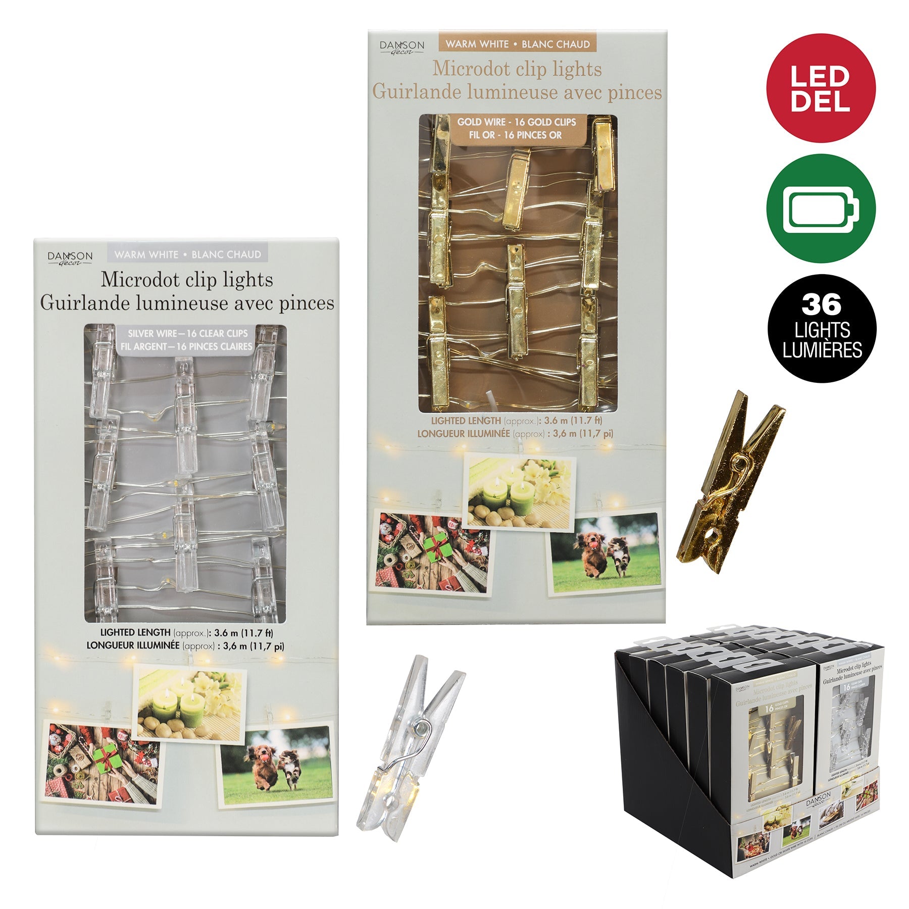 Christmas 36 Microdot Led Lights with Clips Warm White Indoor 141.7in approx.