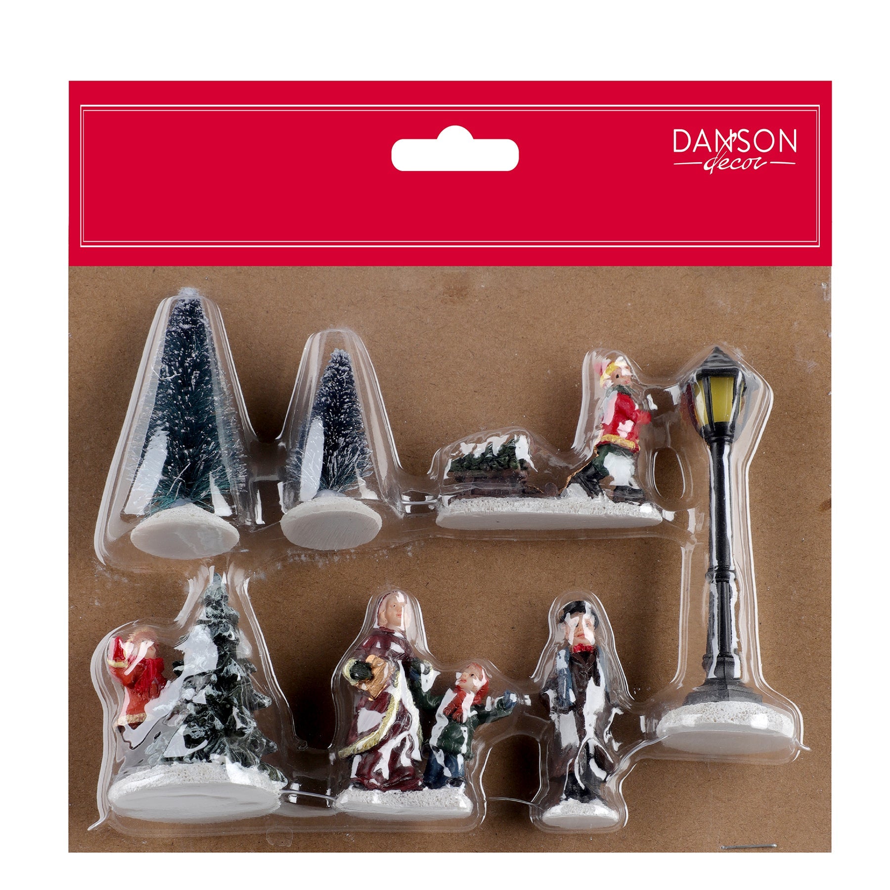 Christmas 7pcs Village Accessories Set - Polyresin