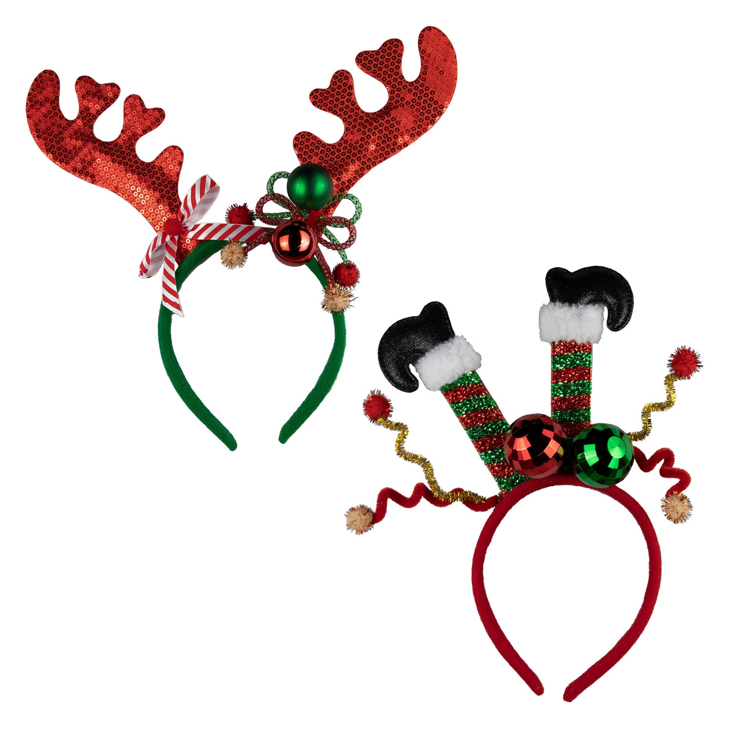 Christmas Fabric Covered Headband with Topper 11in VRT